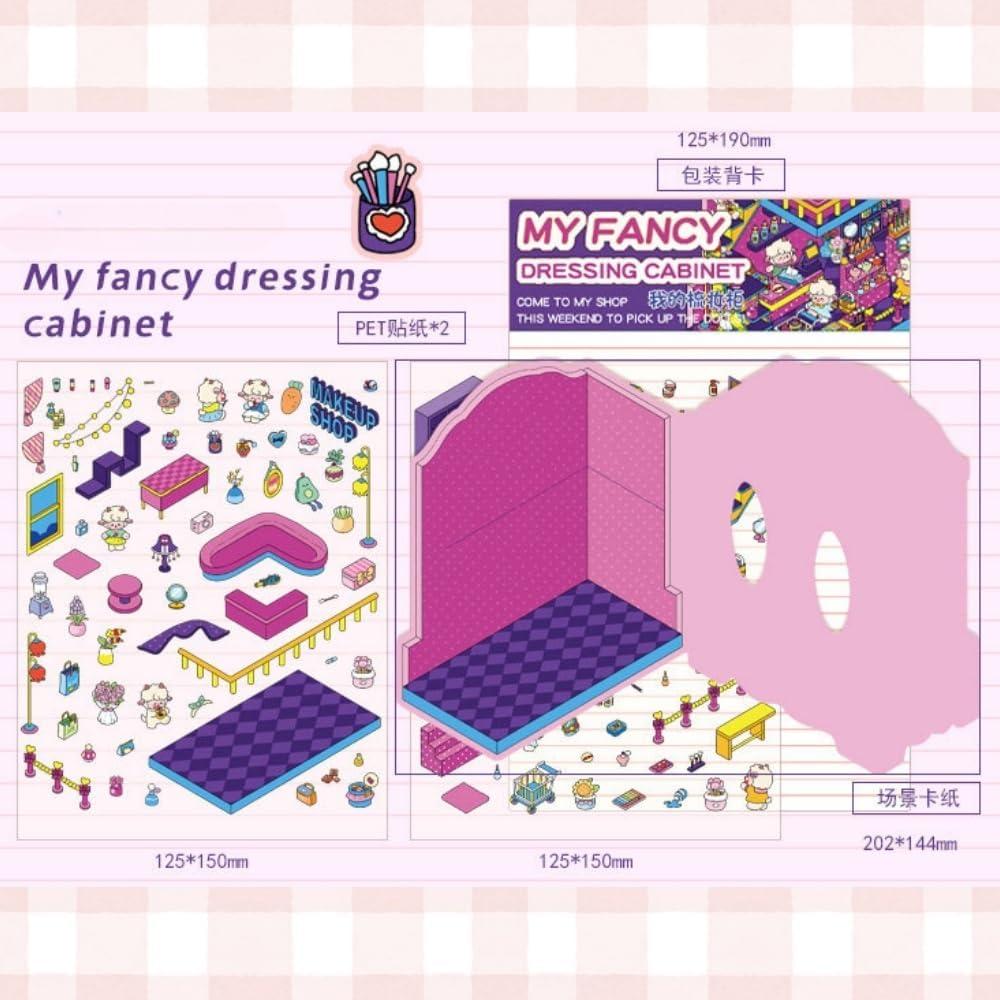 Libro de Stickers 3D Kawaii - 4 Escenas Reutilizables para Niños y Adultos