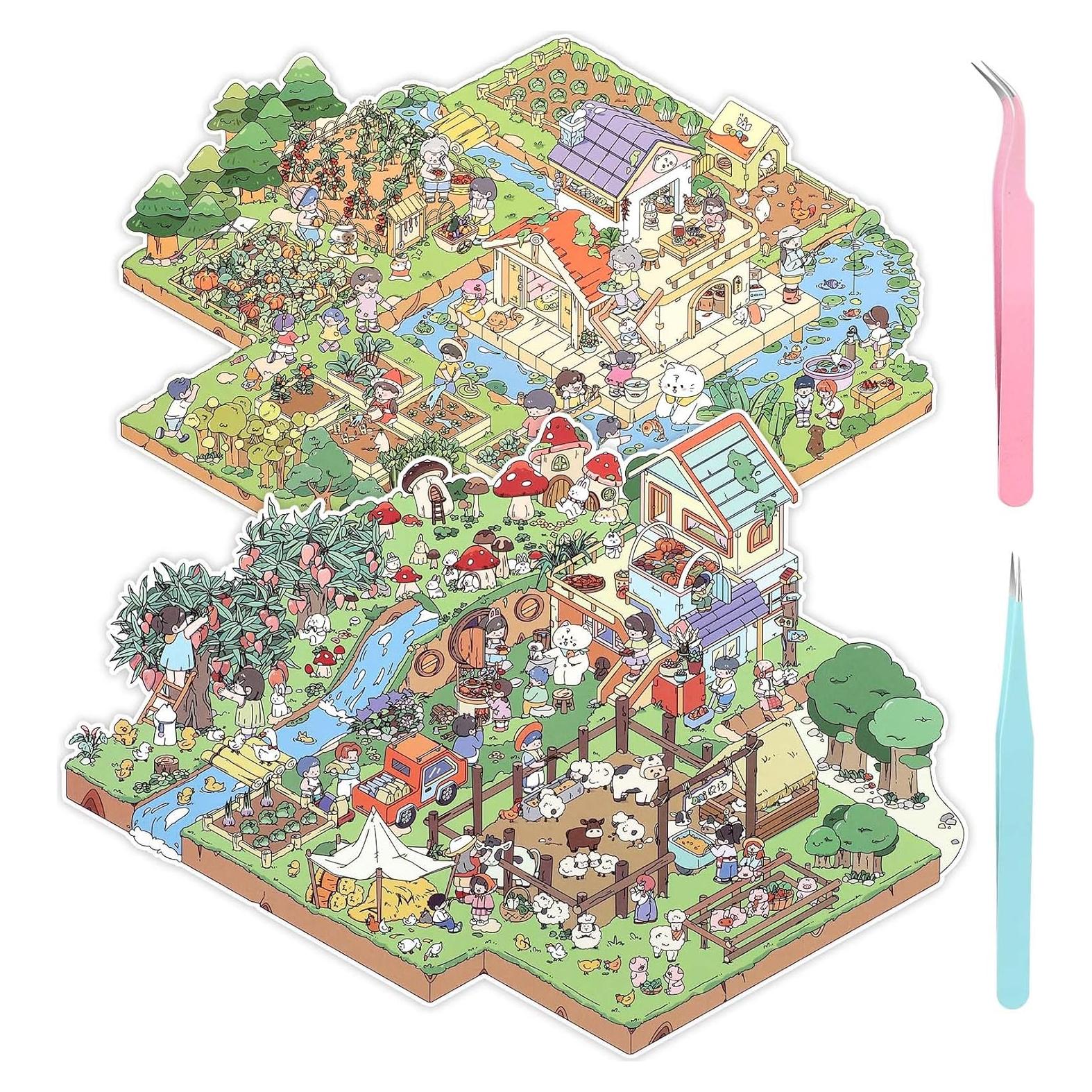 Pegatinas 3D DIY Lesmore 2 Pcs Escenas Miniatura 24x27.9 cm