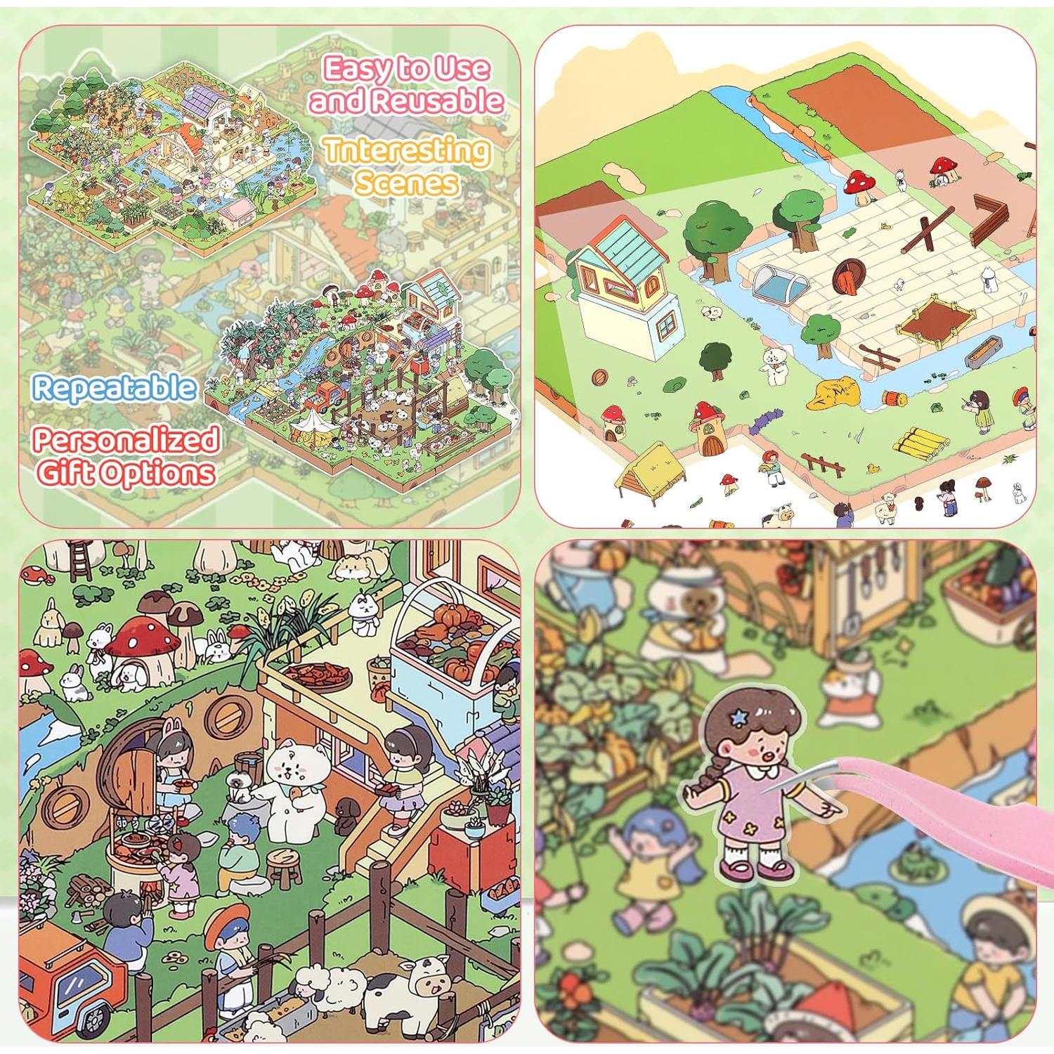 Pegatinas 3D DIY Lesmore 2 Pcs Escenas Miniatura 24x27.9 cm