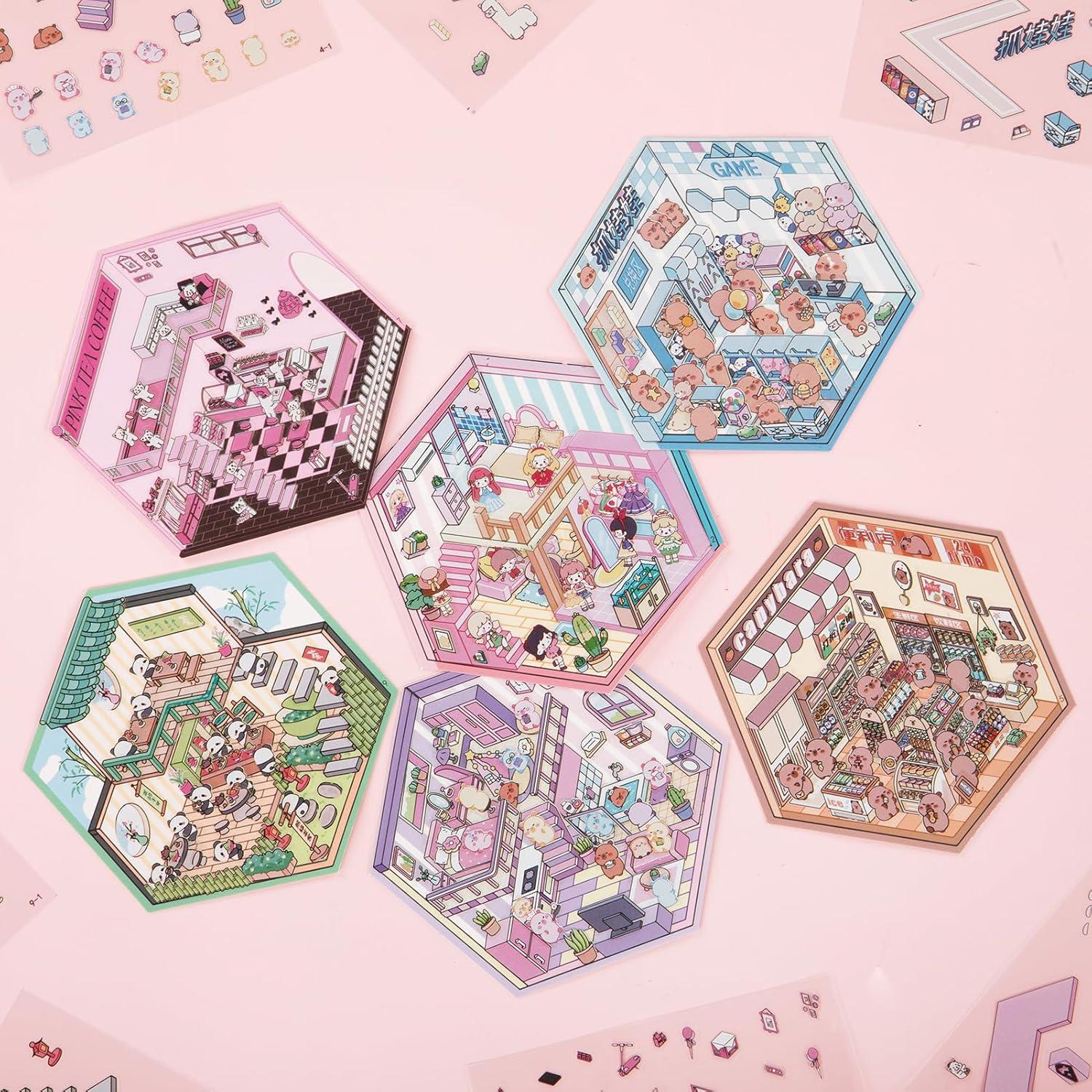 Pegatinas 3D VAIOZXE para Crear Escenas de Casa Kawaii - 6 Unidades