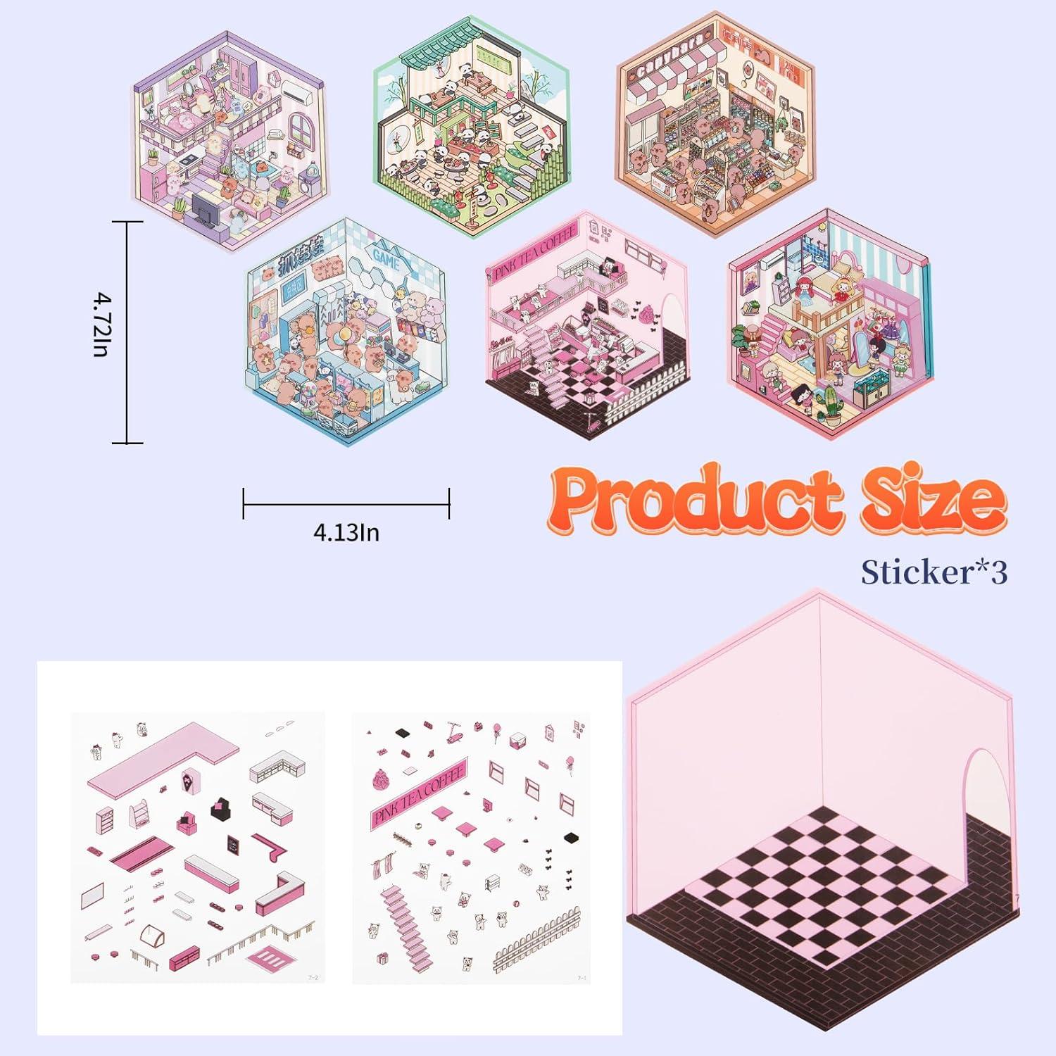Pegatinas 3D VAIOZXE para Crear Escenas de Casa Kawaii - 6 Unidades