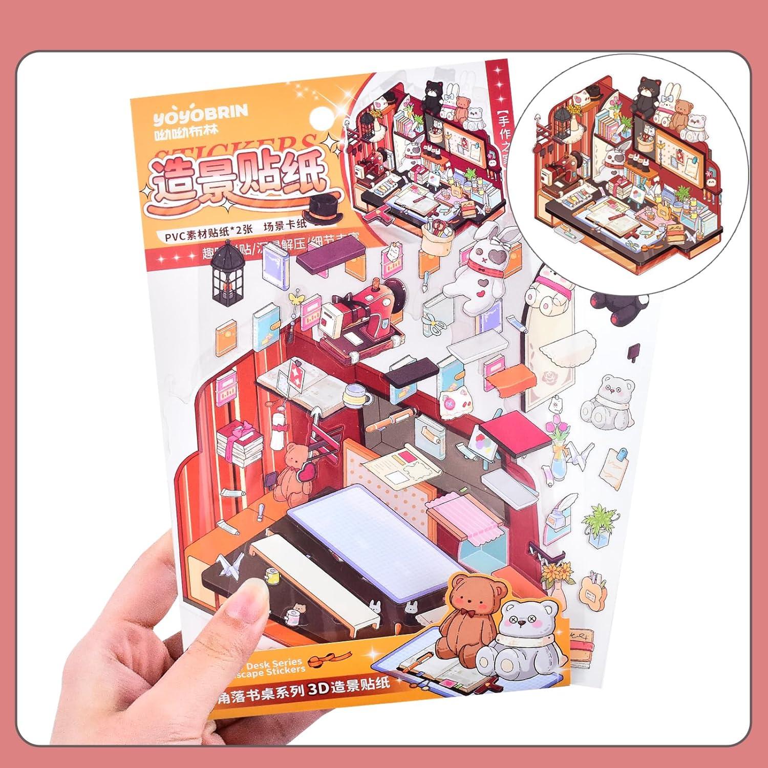 4 Juegos de Etiquetas DIY 3D Vintage BROVITI para Mini Habitaciones