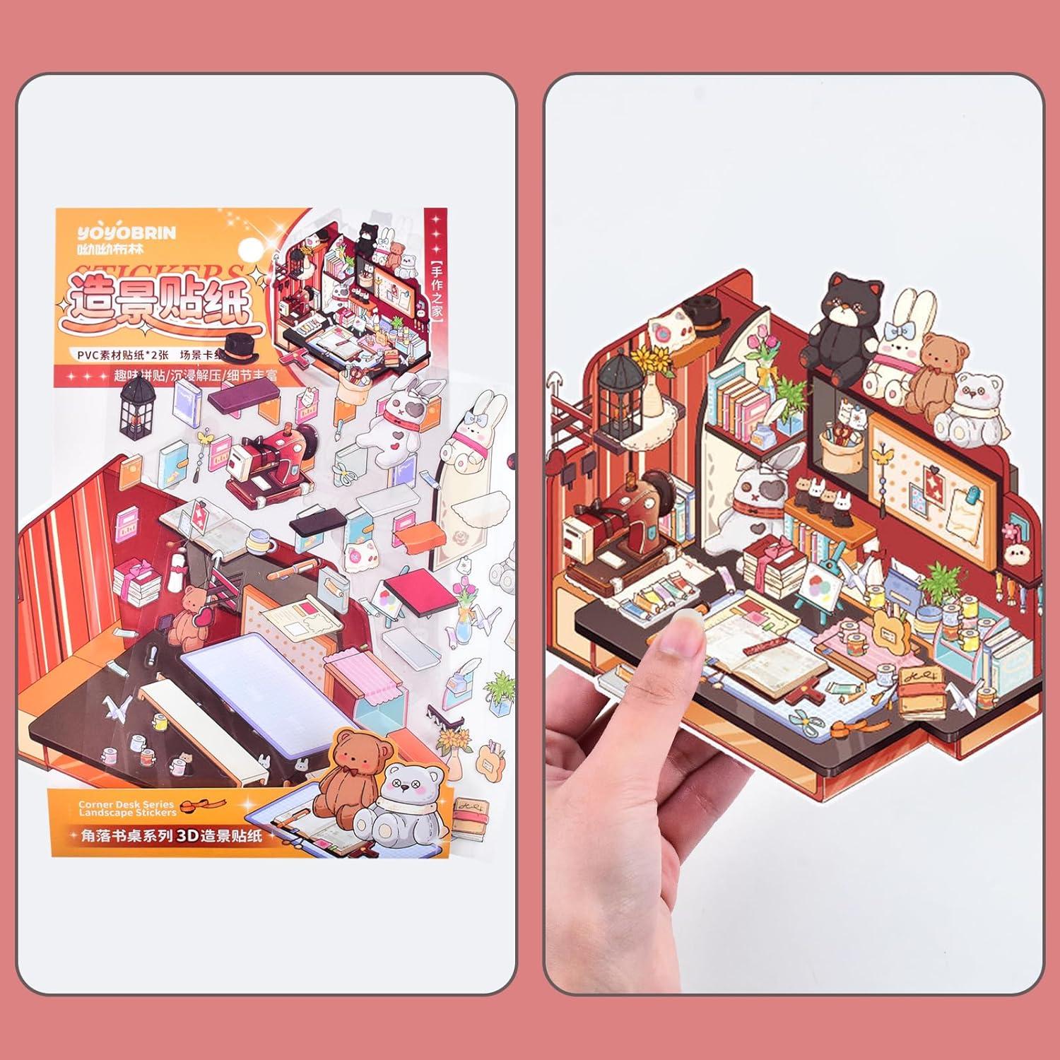 4 Juegos de Etiquetas DIY 3D Vintage BROVITI para Mini Habitaciones