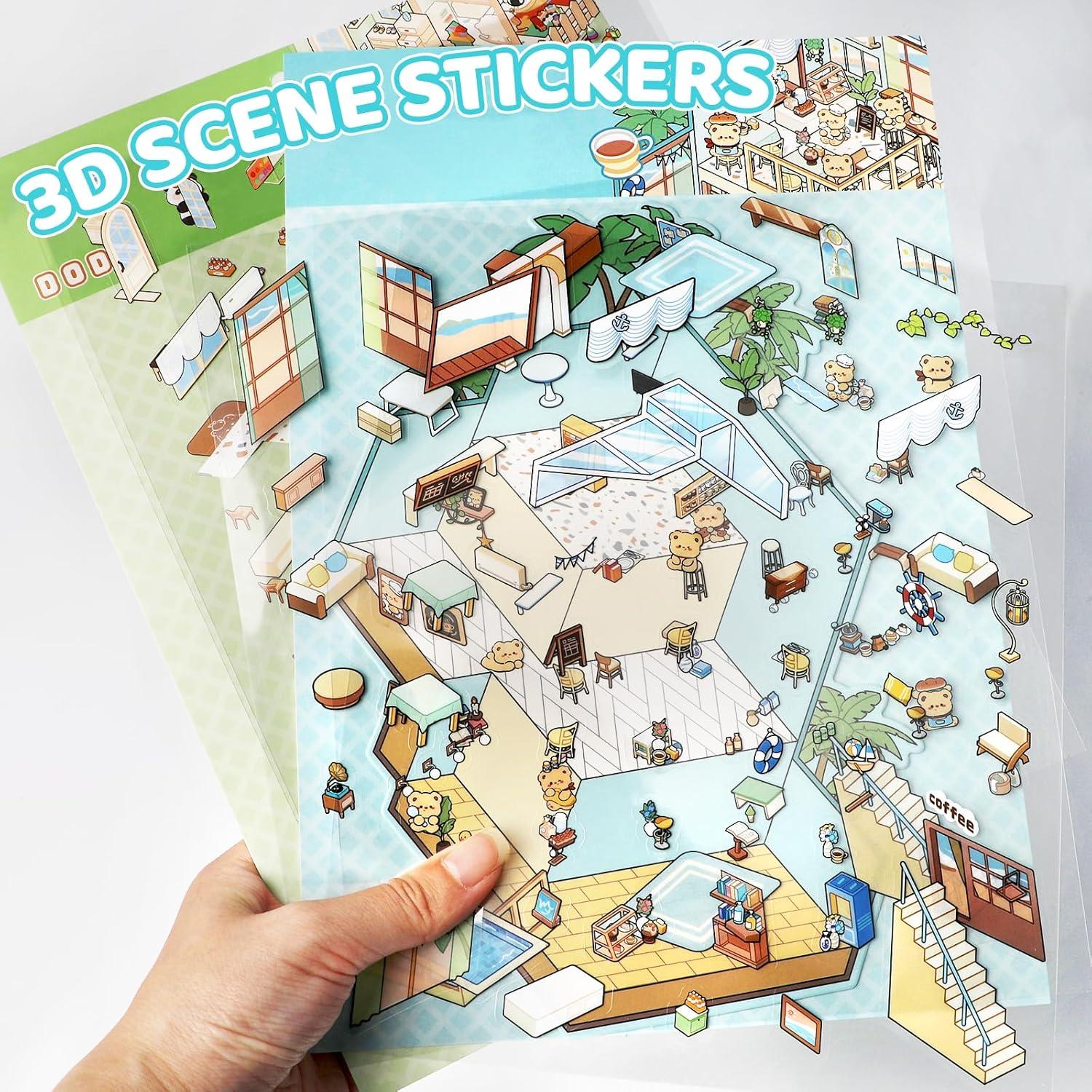 Pegatinas 3D DIY Lesmore - 4 Pcs Escenas Miniatura 28.5x19.5cm