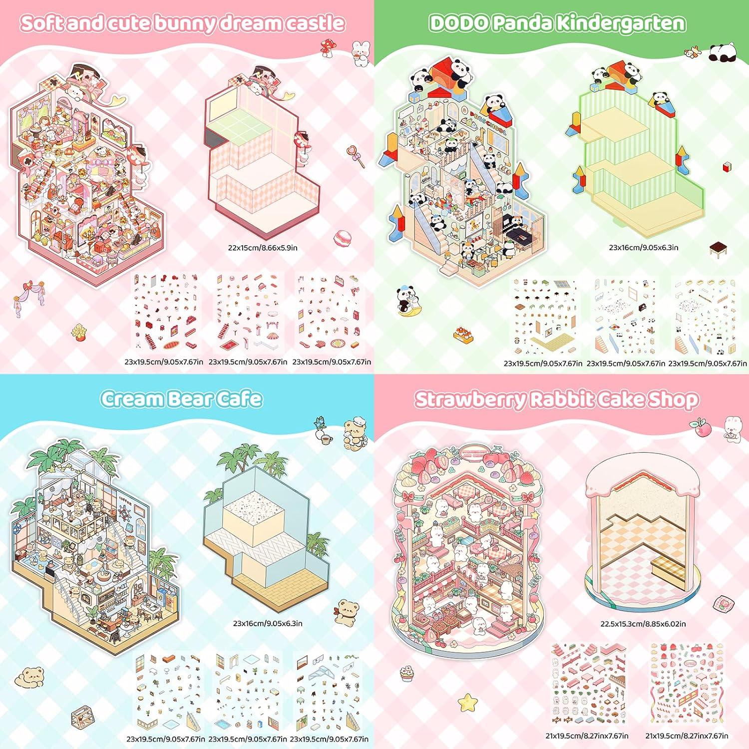 Pegatinas 3D DIY Lesmore - 4 Pcs Escenas Miniatura 28.5x19.5cm