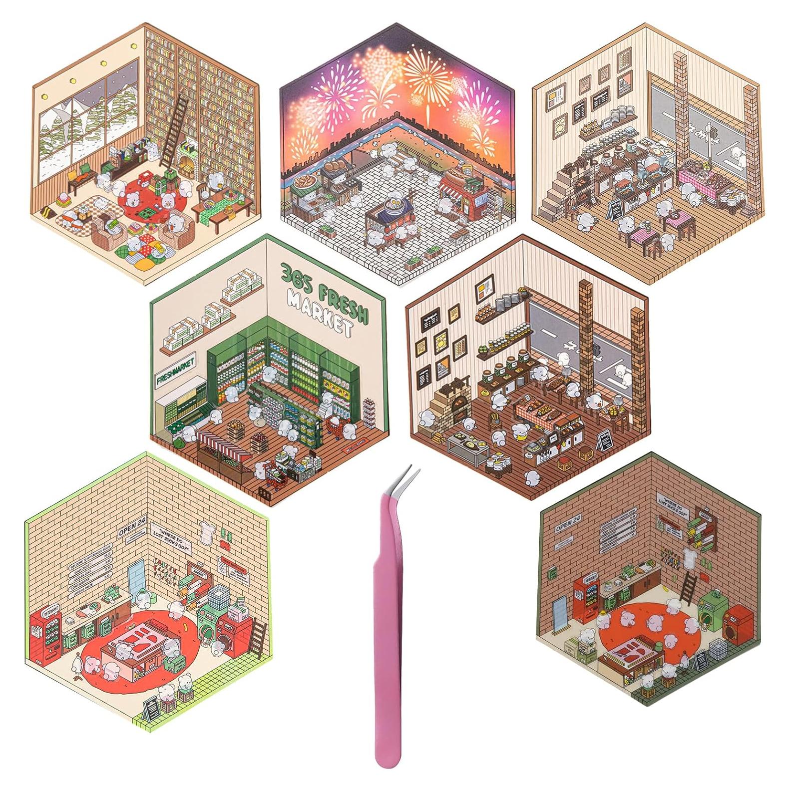 7 Juegos de Pegatinas 3D UoYYelly para Alivio del Estrés