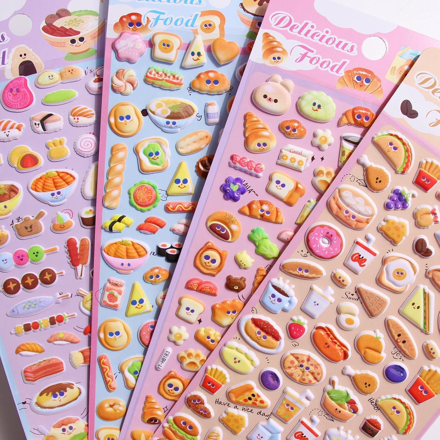 Pegatinas Puffy de Comida para Niños Sisiper - 300 Piezas