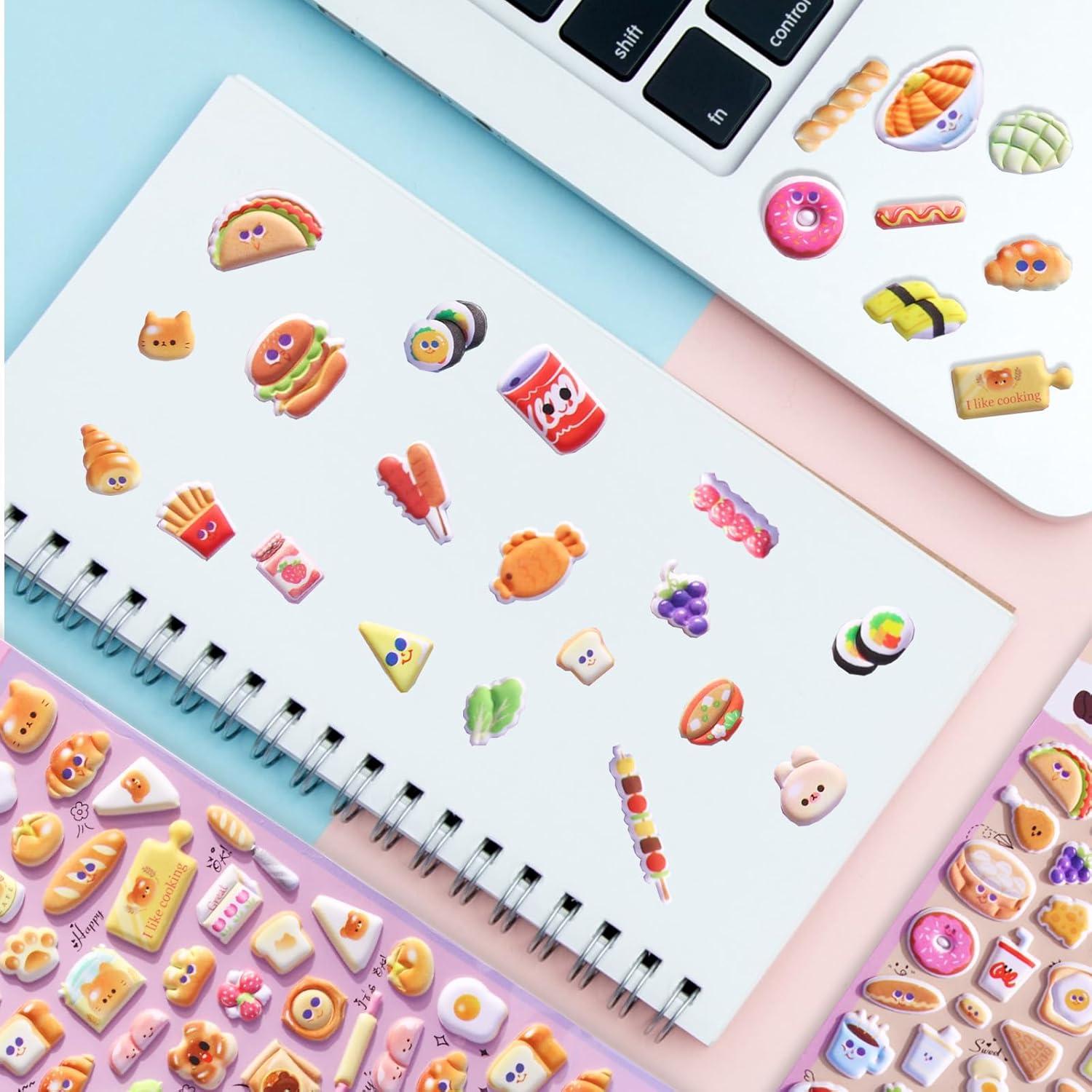 Pegatinas Puffy de Comida para Niños Sisiper - 300 Piezas