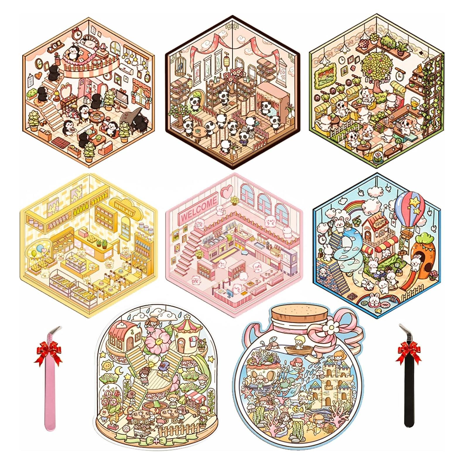 Stickers 3D para Crear Escenas Mini Casa LAIFOOSHEN - 8 Sets