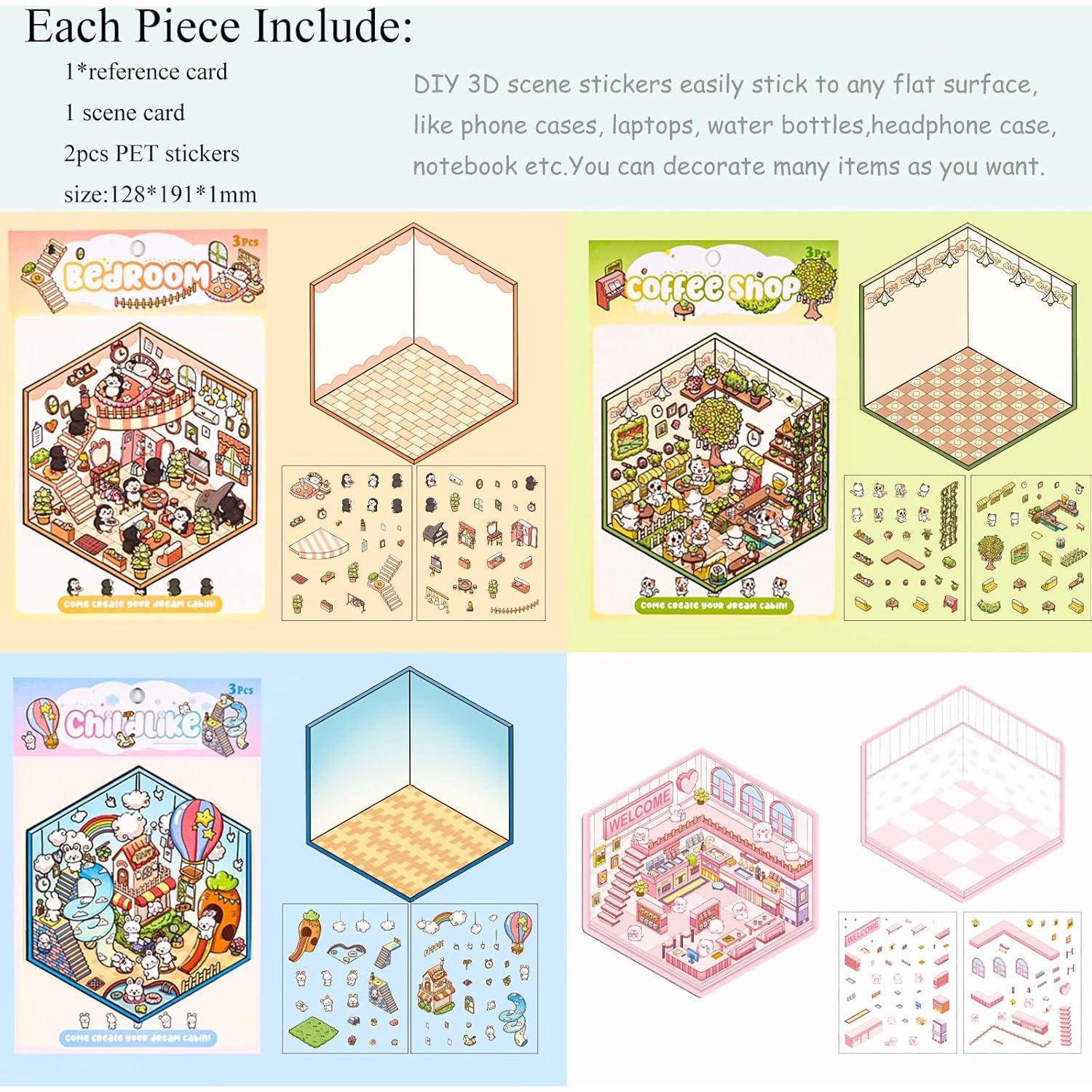 Stickers 3D para Crear Escenas Mini Casa LAIFOOSHEN - 8 Sets