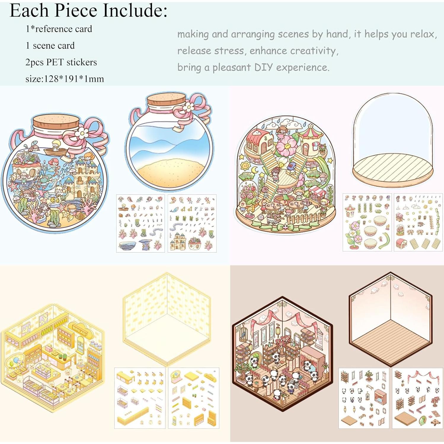 Stickers 3D para Crear Escenas Mini Casa LAIFOOSHEN - 8 Sets