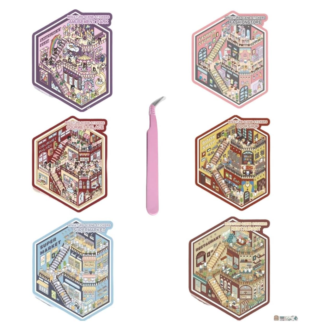 6 Sets Adhesivos 3D DIY Casa Affoto - Manualidades Creativas