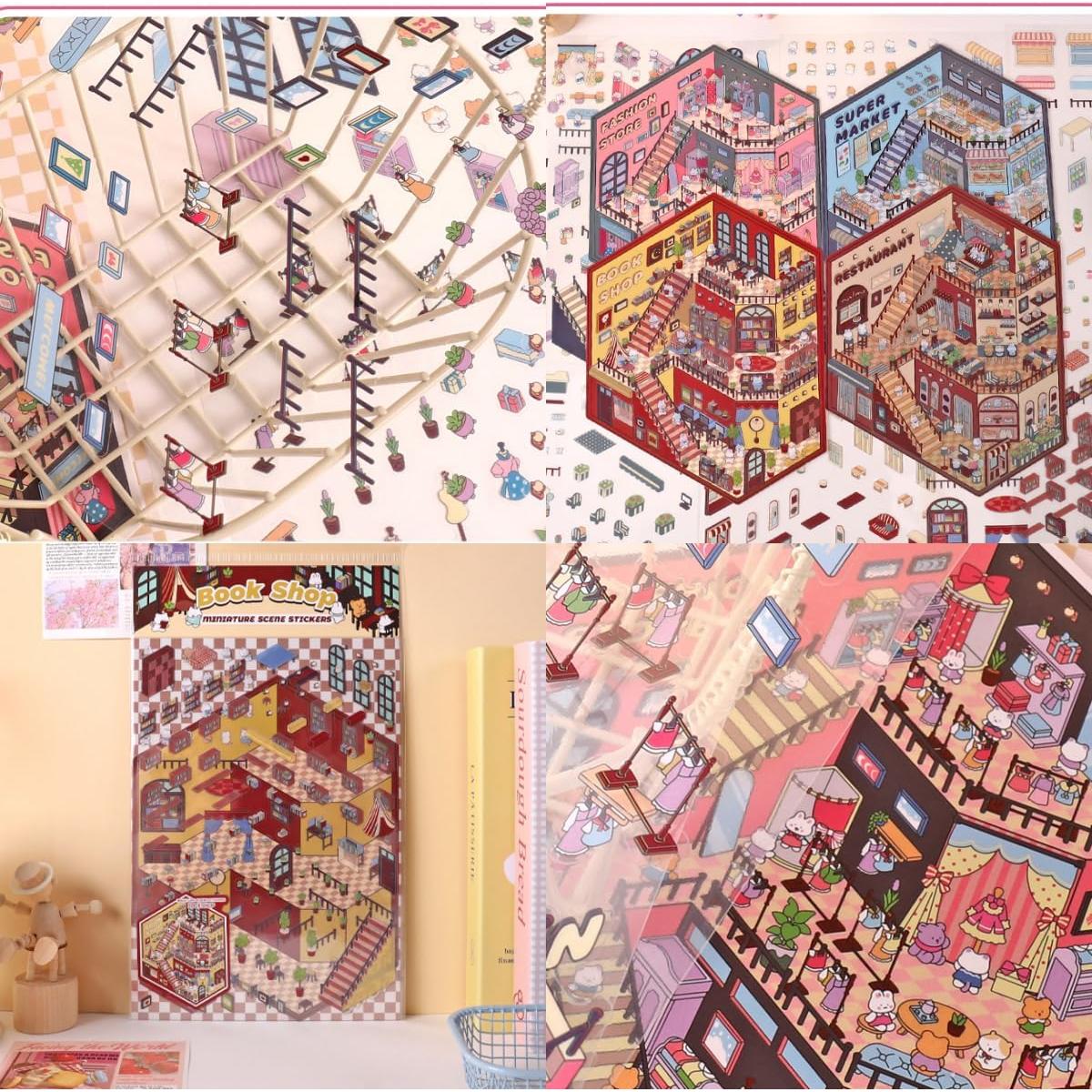 6 Sets Adhesivos 3D DIY Casa Affoto - Manualidades Creativas