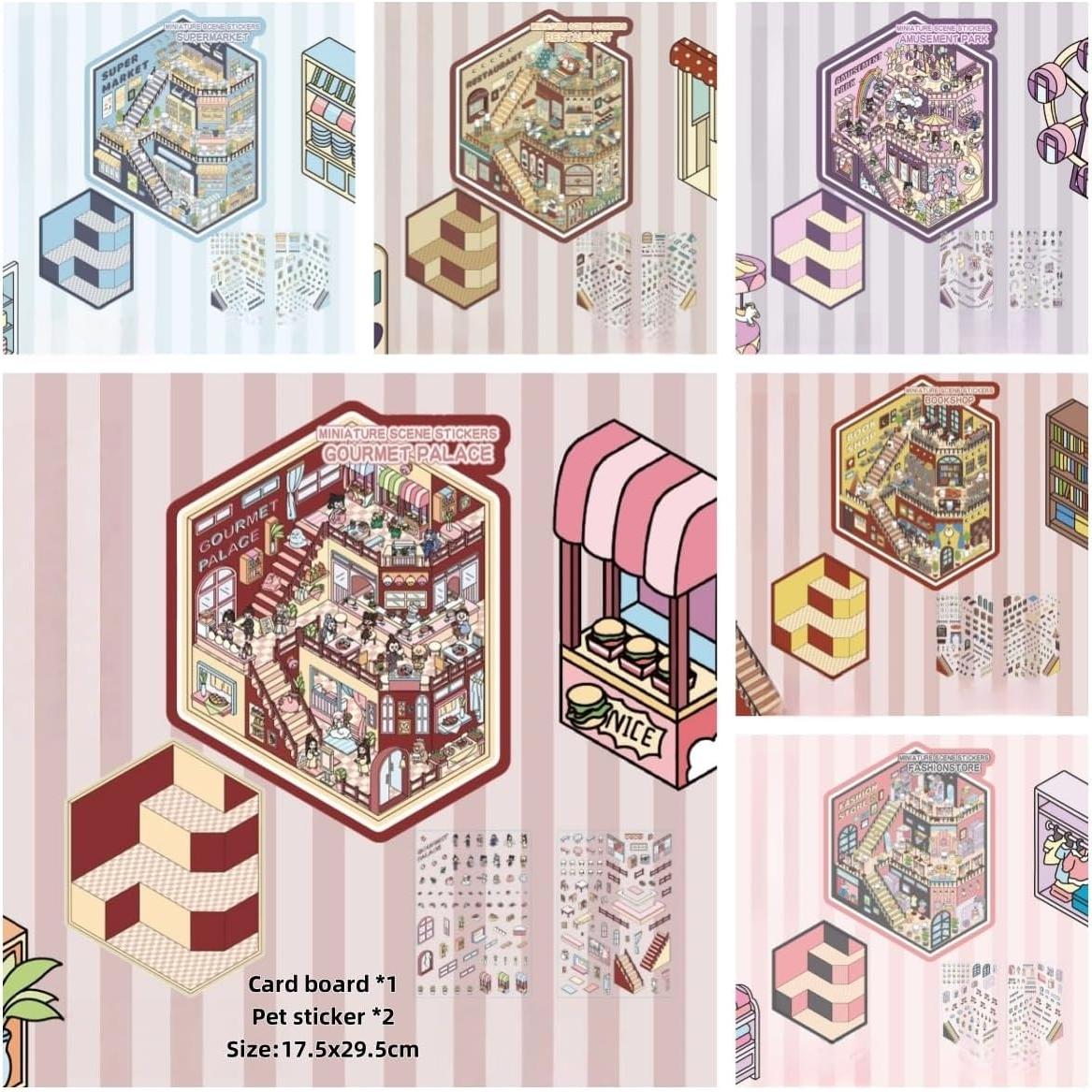 6 Sets Adhesivos 3D DIY Casa Affoto - Manualidades Creativas