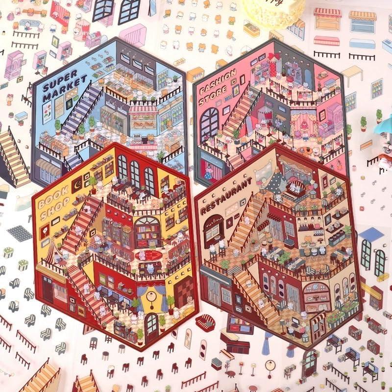 6 Sets Adhesivos 3D DIY Casa Affoto - Manualidades Creativas