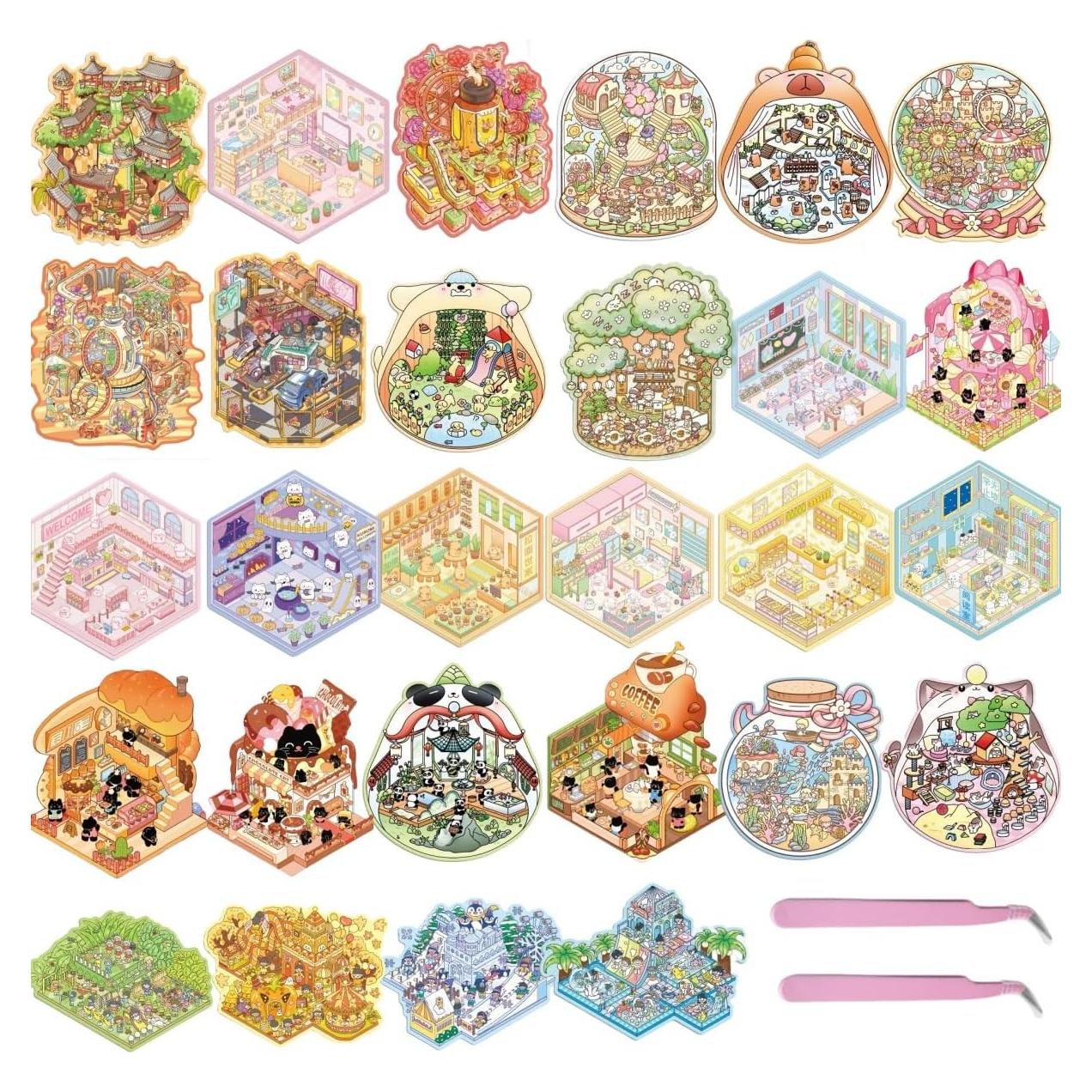 28 Juegos de Pegatinas 3D DIY Luzhans para Alivio del Estrés