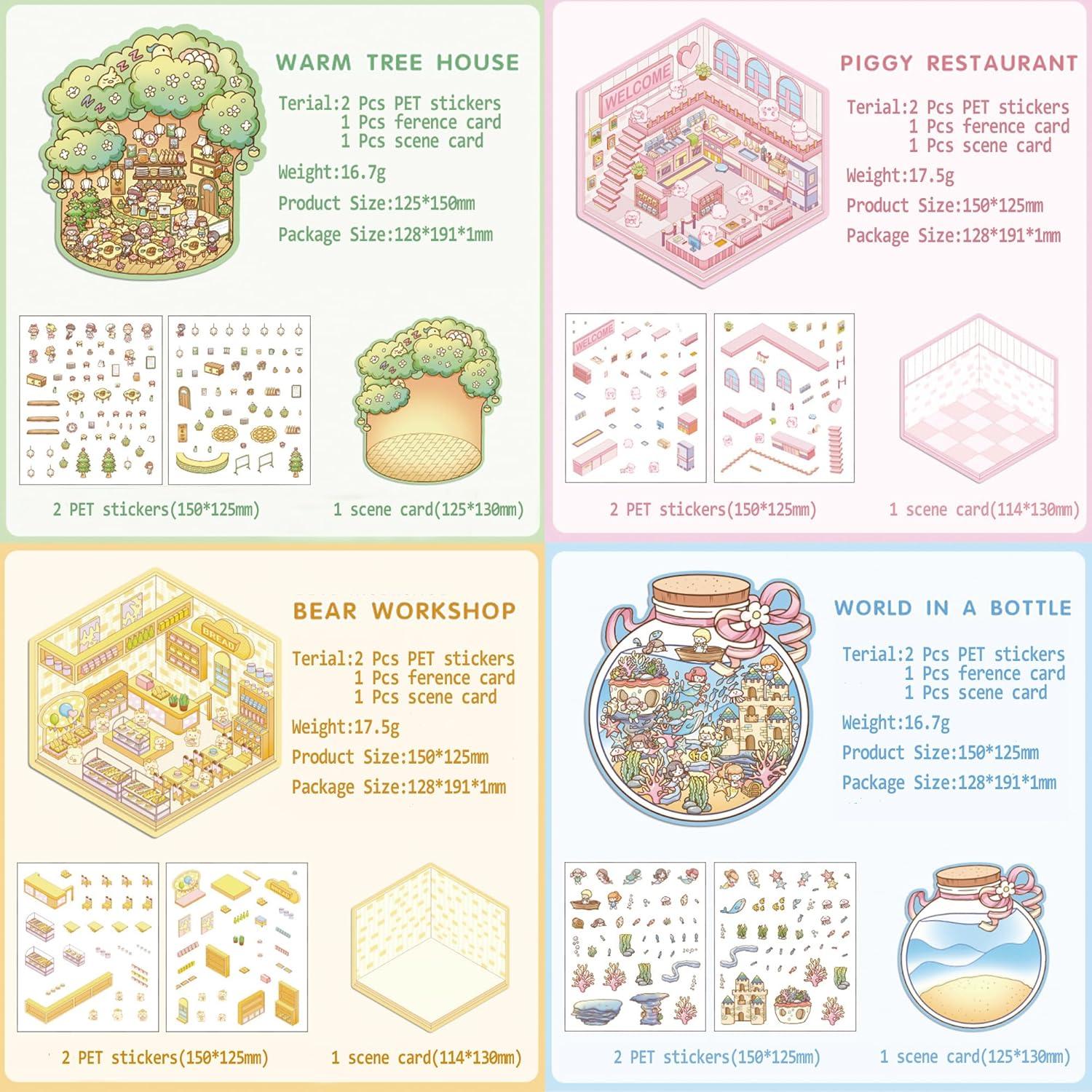 Set de Stickers 3D DIY TGFXA - 8 Escenas Creativas