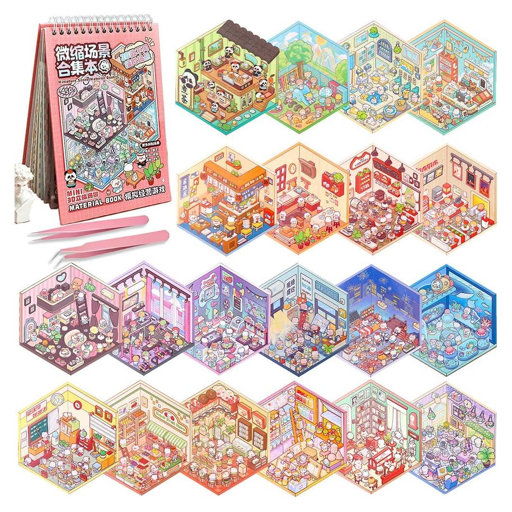 Libro de Escenas con Stickers 3D THOSEFUN - 20 Sets Creativos