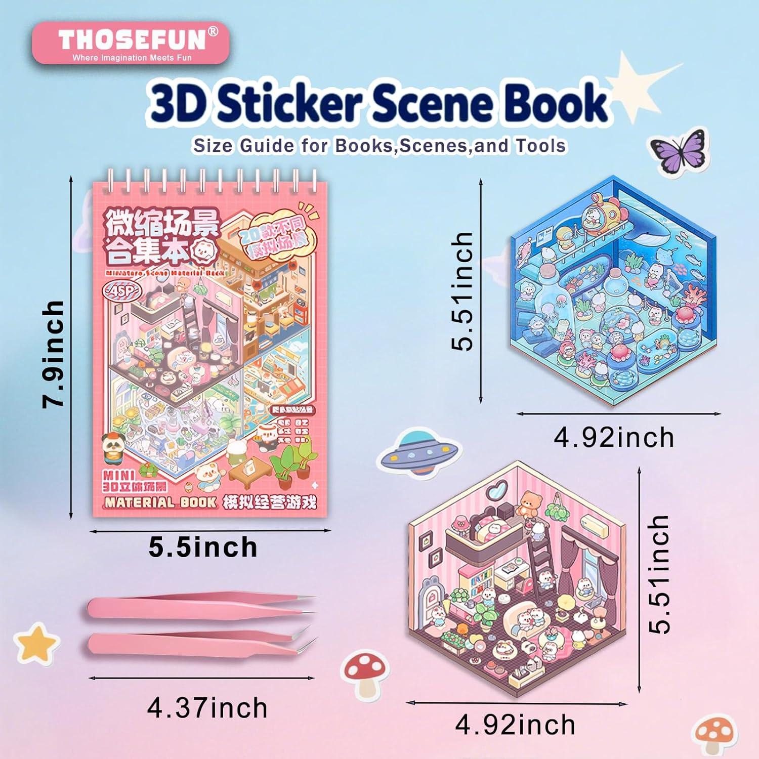 Libro de Escenas con Stickers 3D THOSEFUN - 20 Sets Creativos