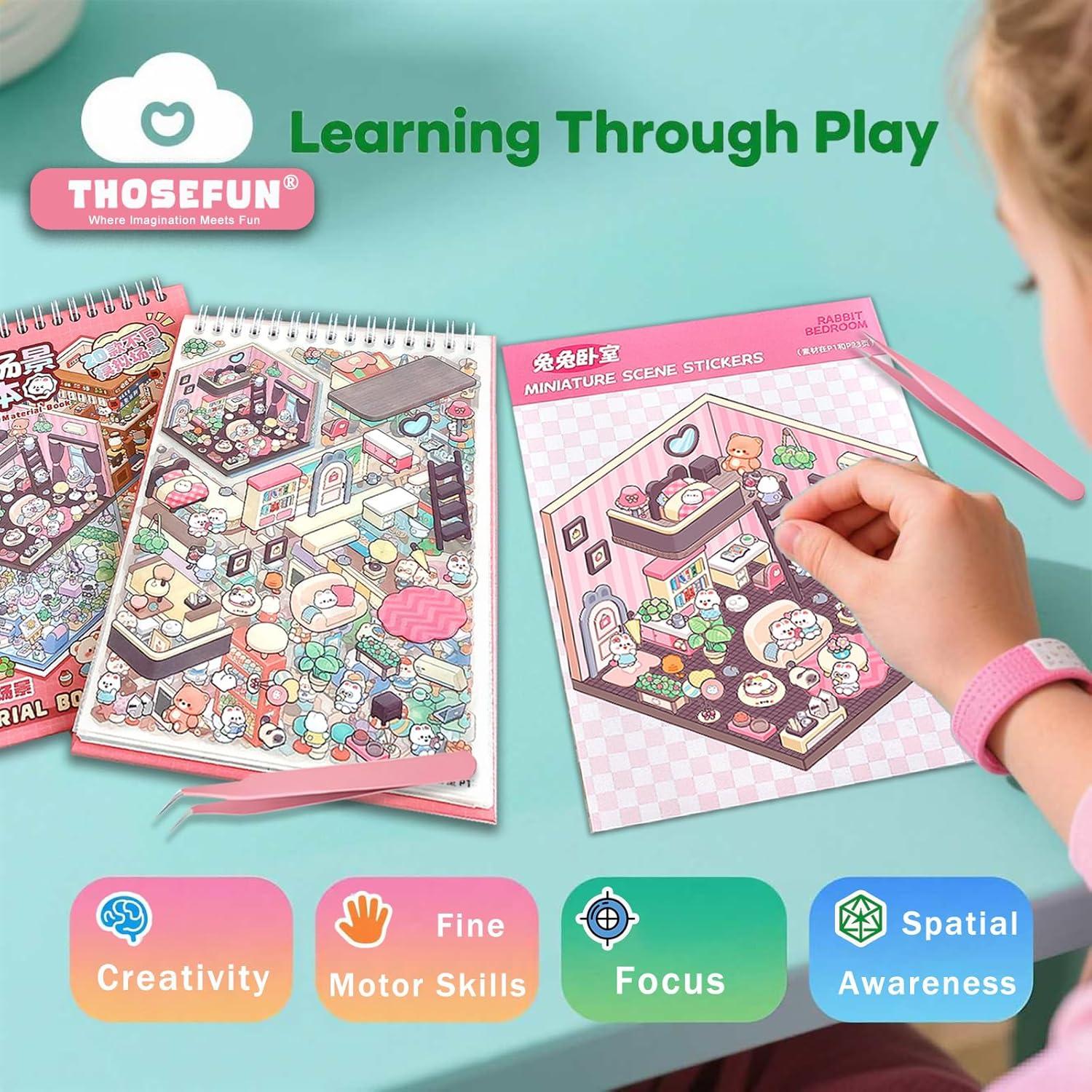 Libro de Escenas con Stickers 3D THOSEFUN - 20 Sets Creativos