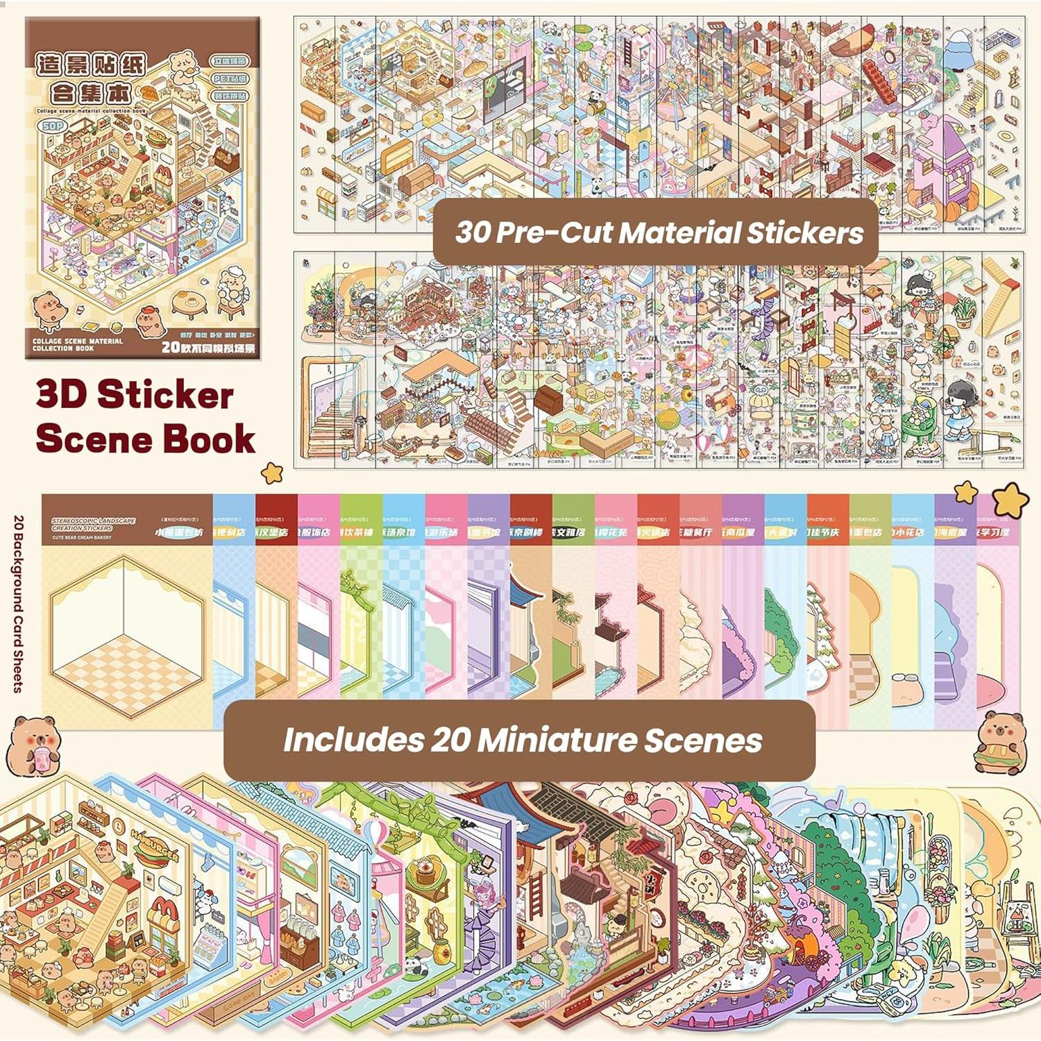 Set de Stickers 3D para Crear Escenas - BESTOCEAN - 20 Diseños