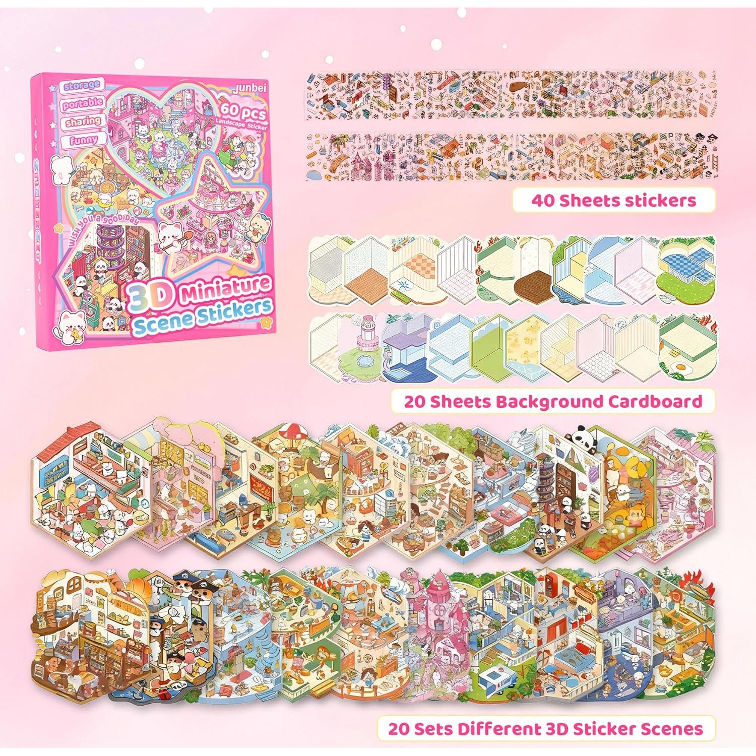 Set de Stickers 3D daheypong - 20 Piezas Caricatura Rosa