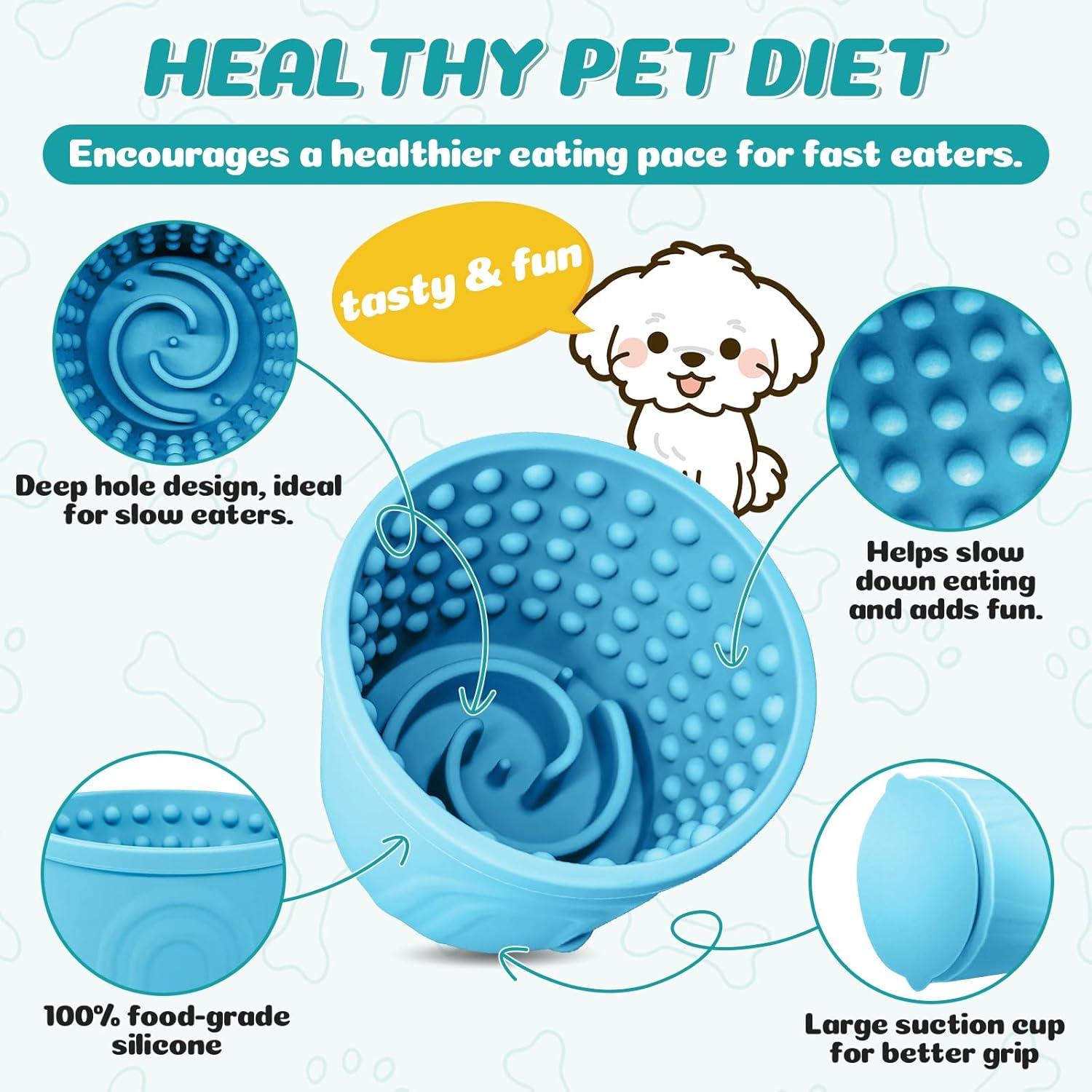 Tazón Antideslizante para Perros Loyala, Comer Lento Azul