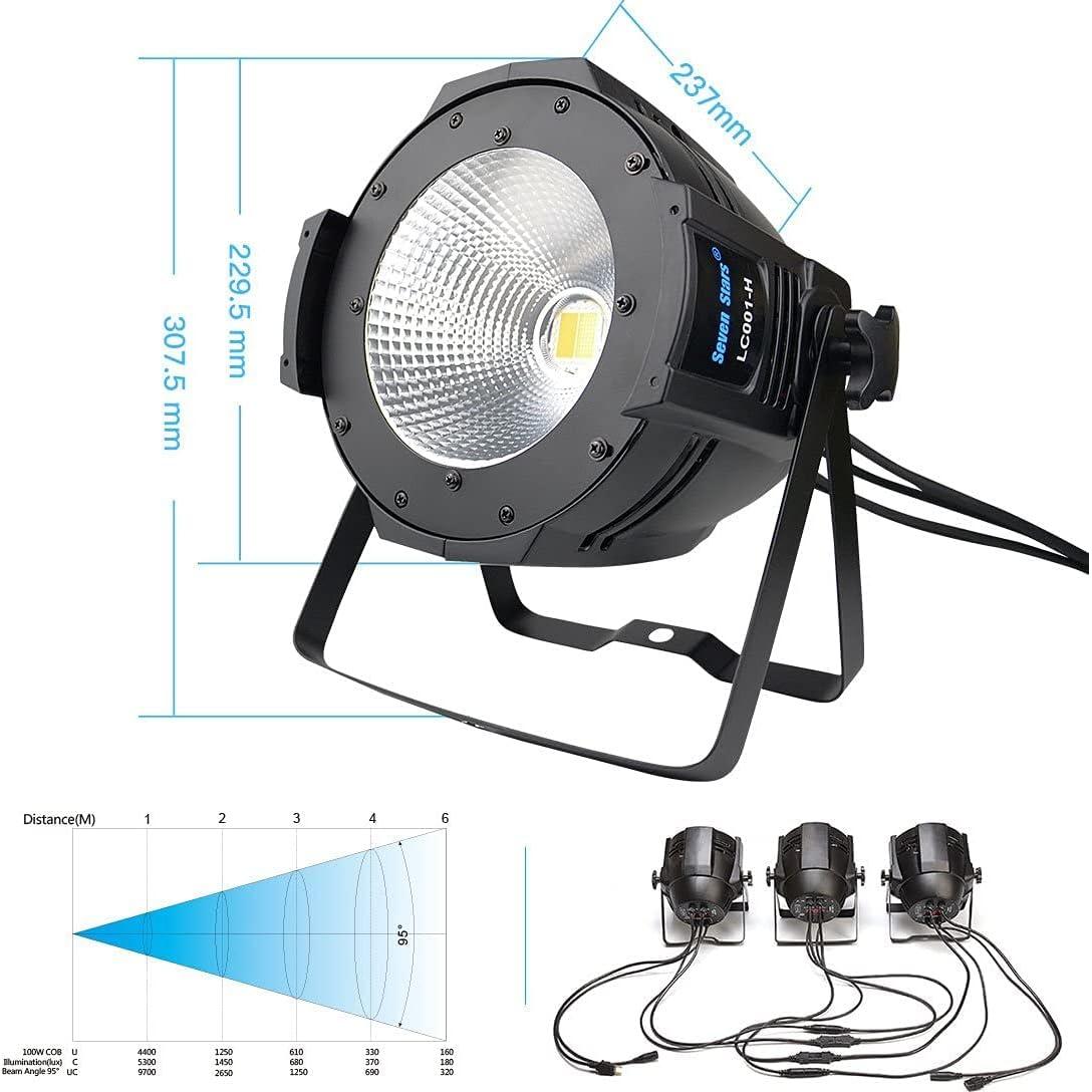 Luces de Escenario Seven Stars 100W COB 4 Unidades