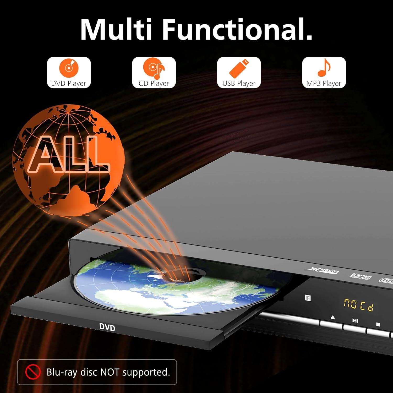 Reproductor de DVD Wxjwyt HDMI Libre de Región 1080p USB