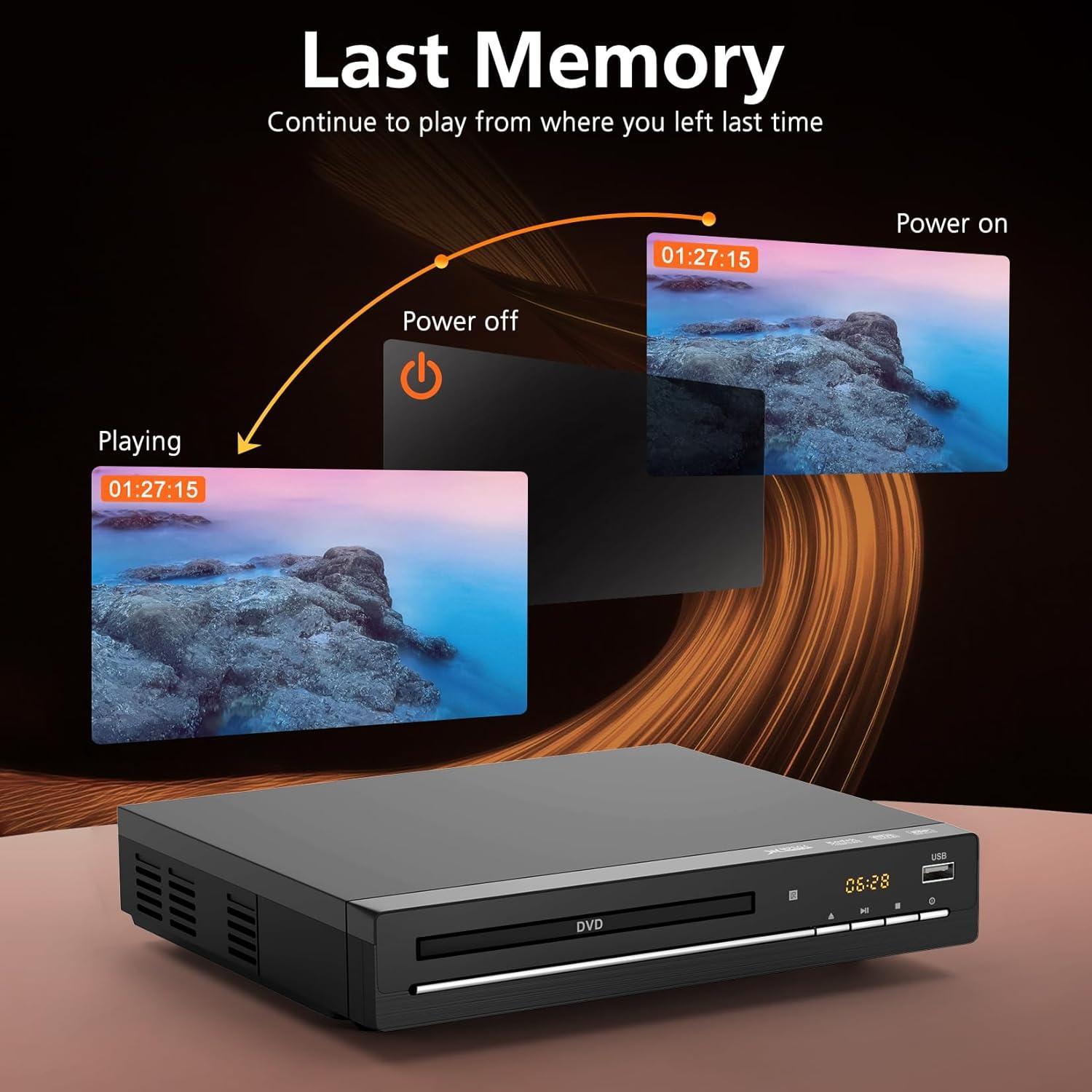 Reproductor de DVD Wxjwyt HDMI Libre de Región 1080p USB