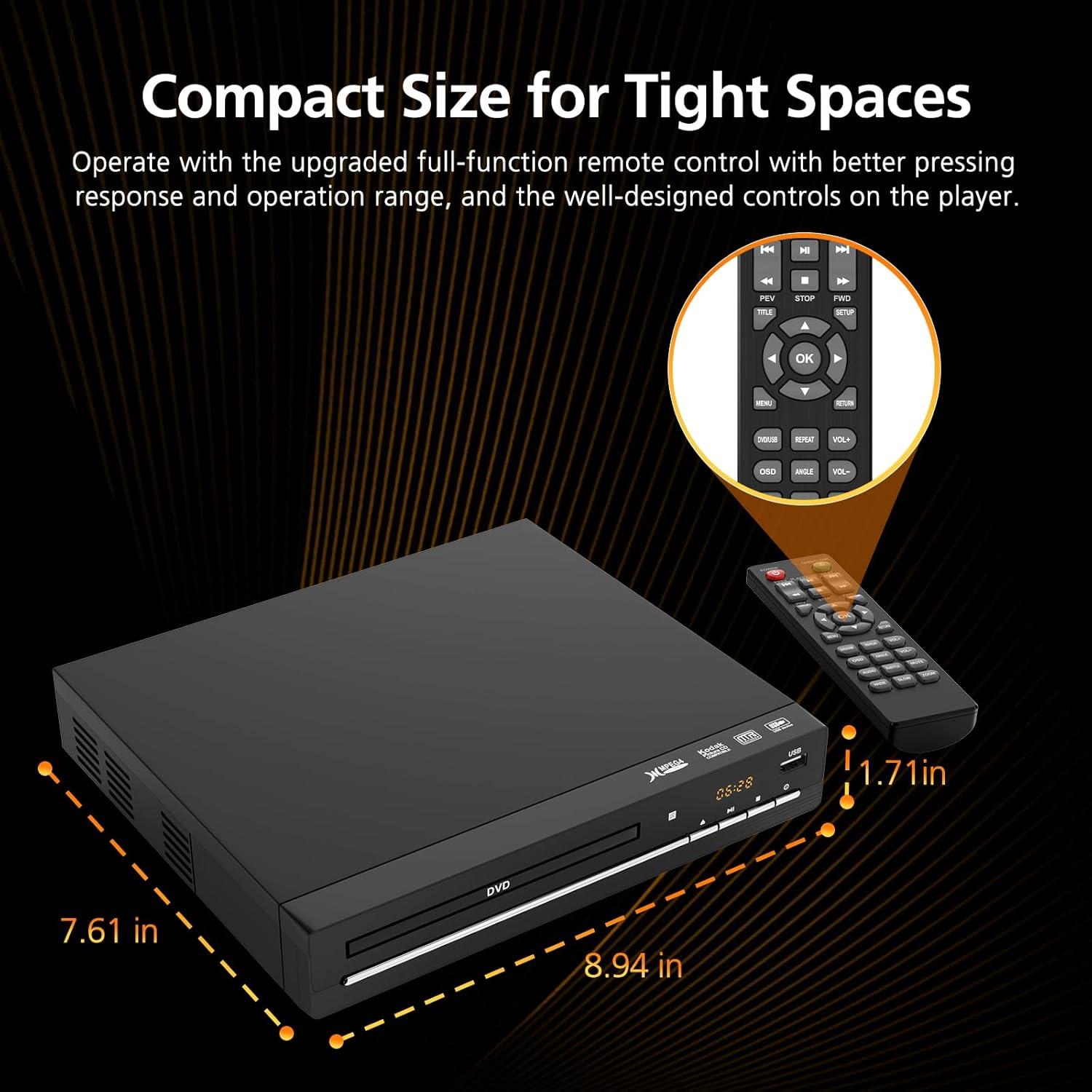 Reproductor de DVD Wxjwyt HDMI Libre de Región 1080p USB