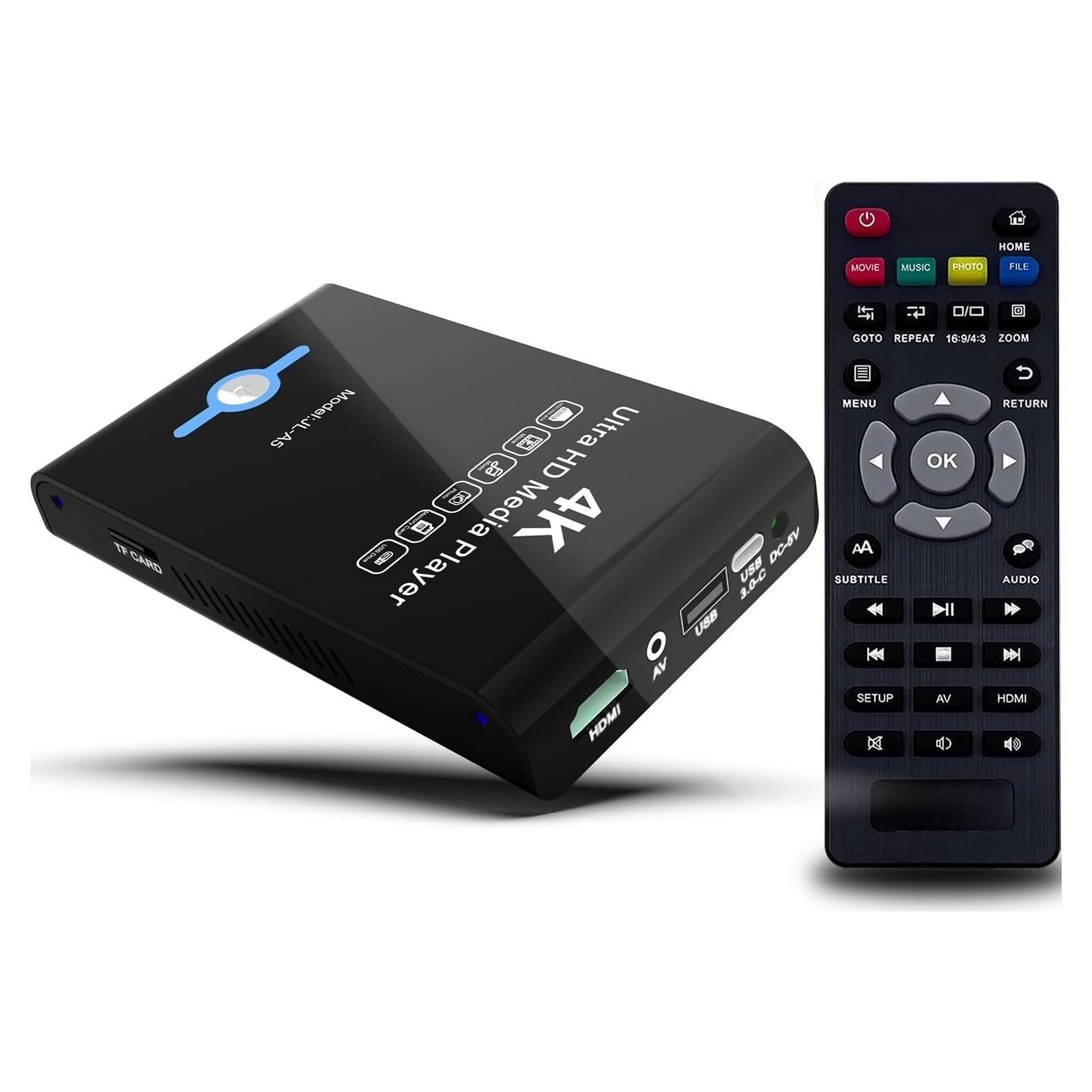 Reproductor de medios 4K Ultra HD JLZNLC A5 - HDMI, USB, SD