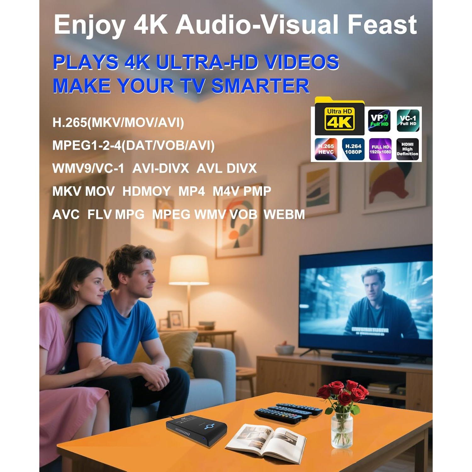 Reproductor de medios 4K Ultra HD JLZNLC A5 - HDMI, USB, SD