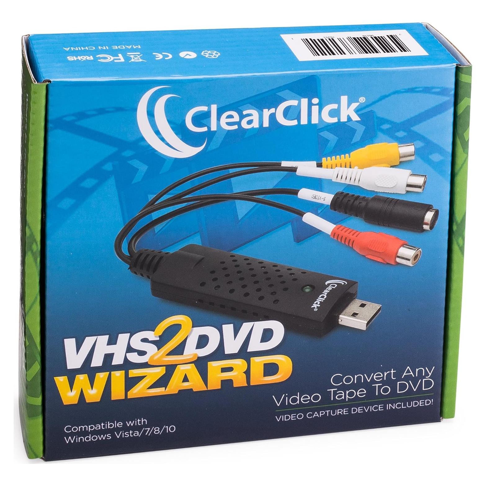 Conversor VHS a DVD ClearClick con Capturador USB y Soporte
