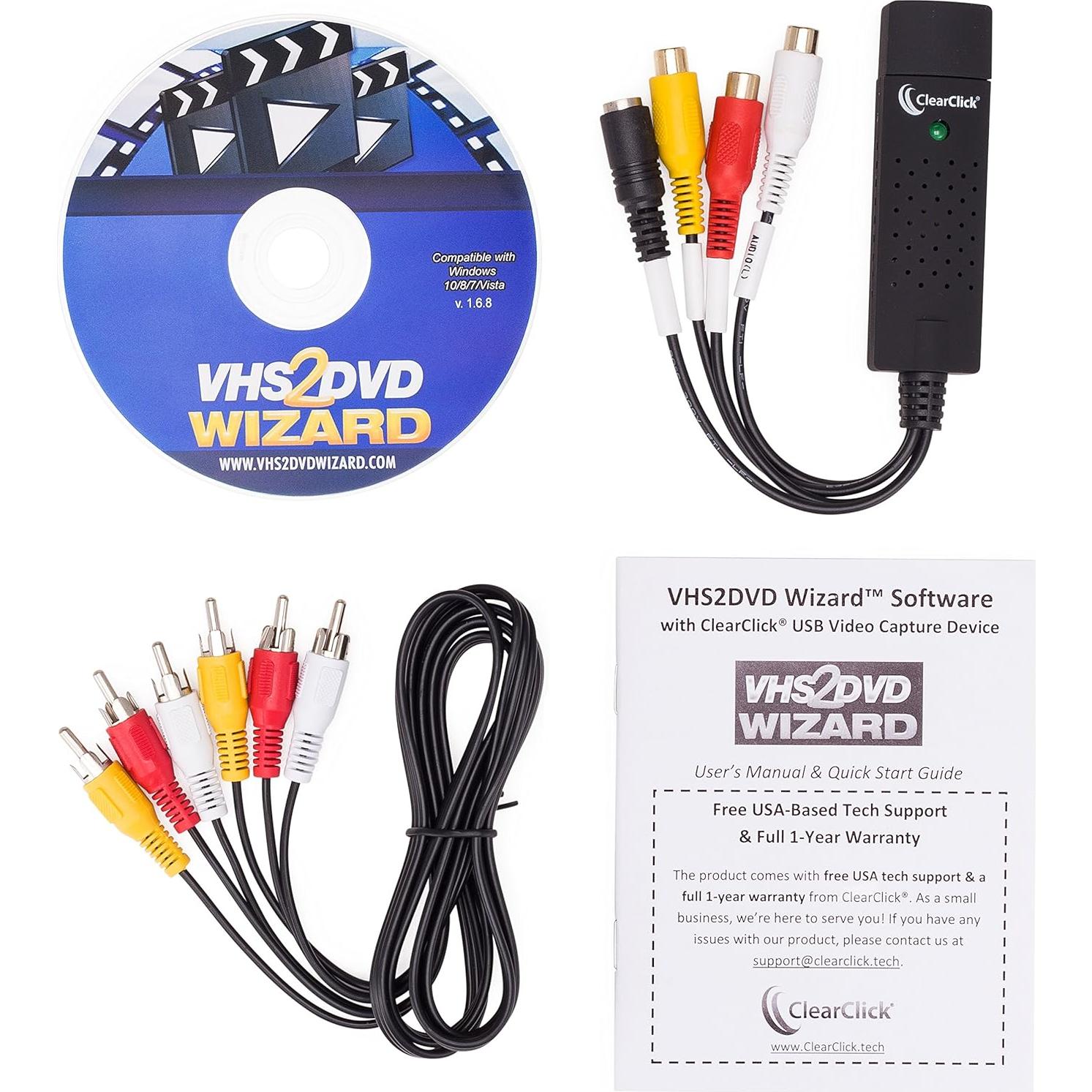 Conversor VHS a DVD ClearClick con Capturador USB y Soporte