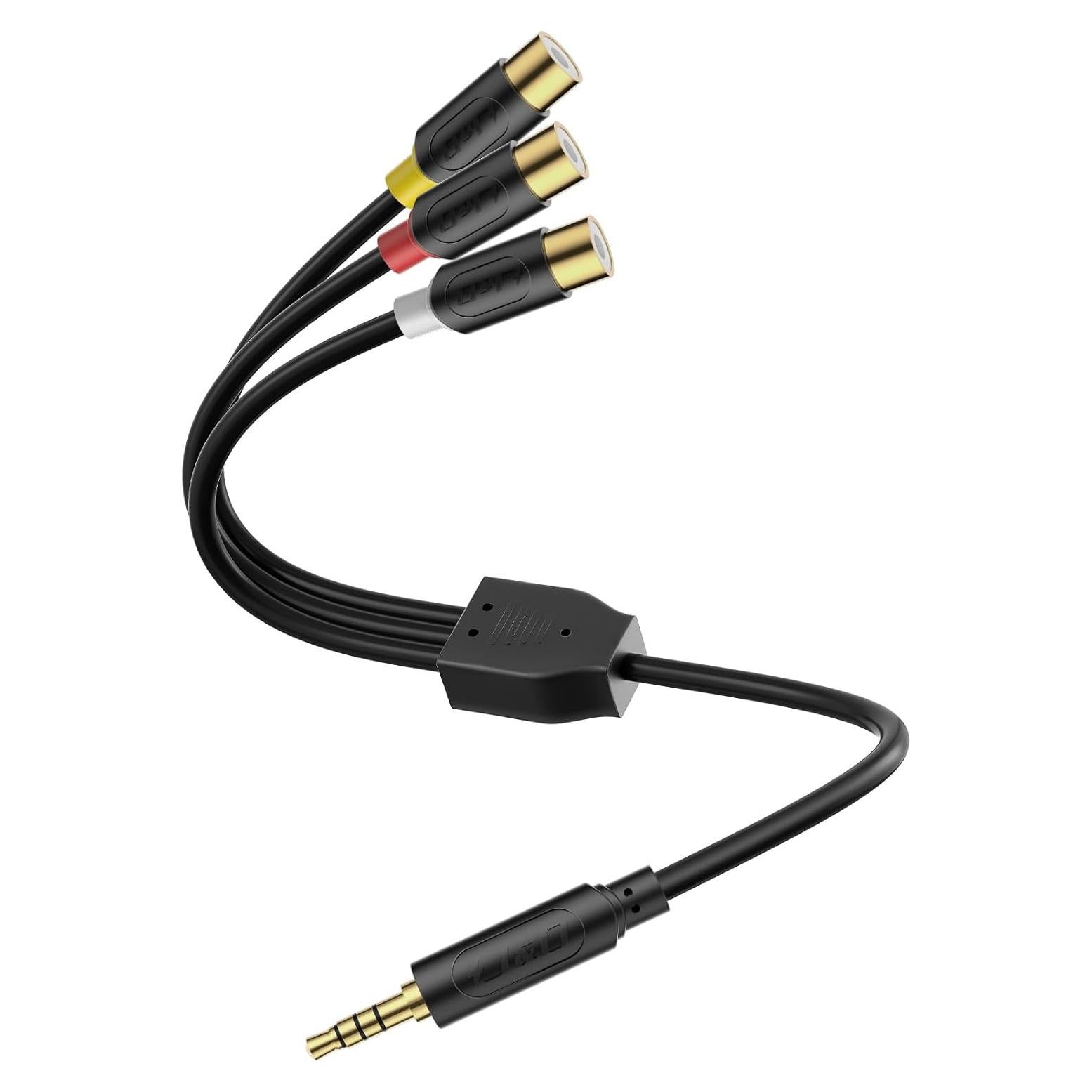 Adaptador AV 3 RCA a 3.5 mm J&D 19.81 cm para TV TCL