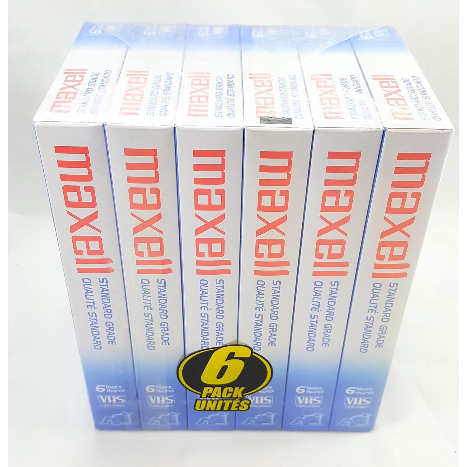 Cinta de Video VHS Maxell T-120 Grado Estándar - 6 Paquete
