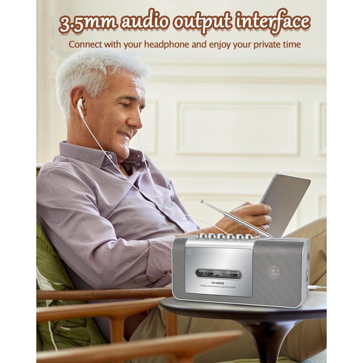 Grabadora de Cinta Portátil Dingmi 6502 con AM/FM y Altavoz