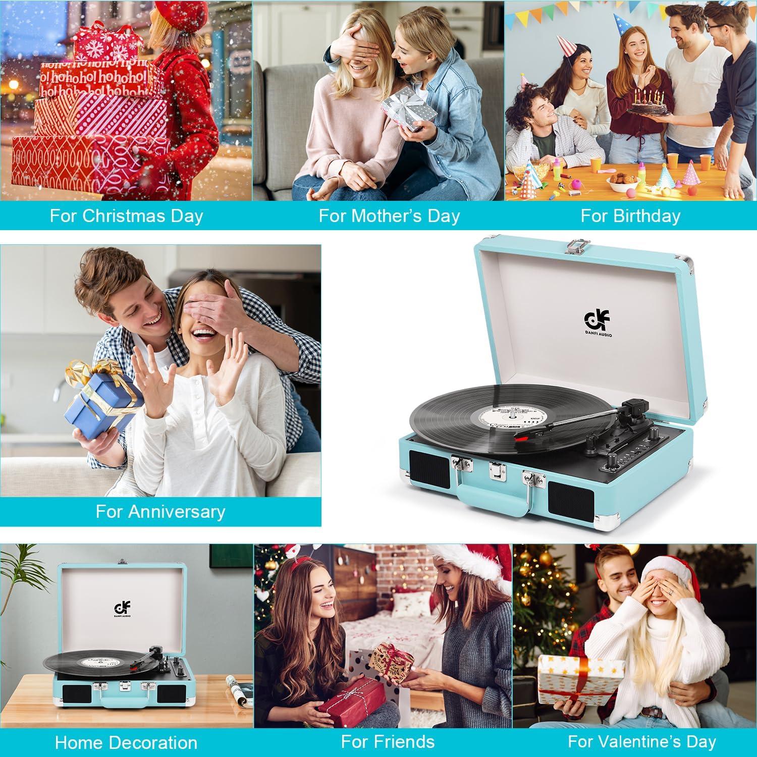 Reproductor de Vinilo Portátil DANFI AUDIO TE-2021 Bluetooth 3 Velocidades