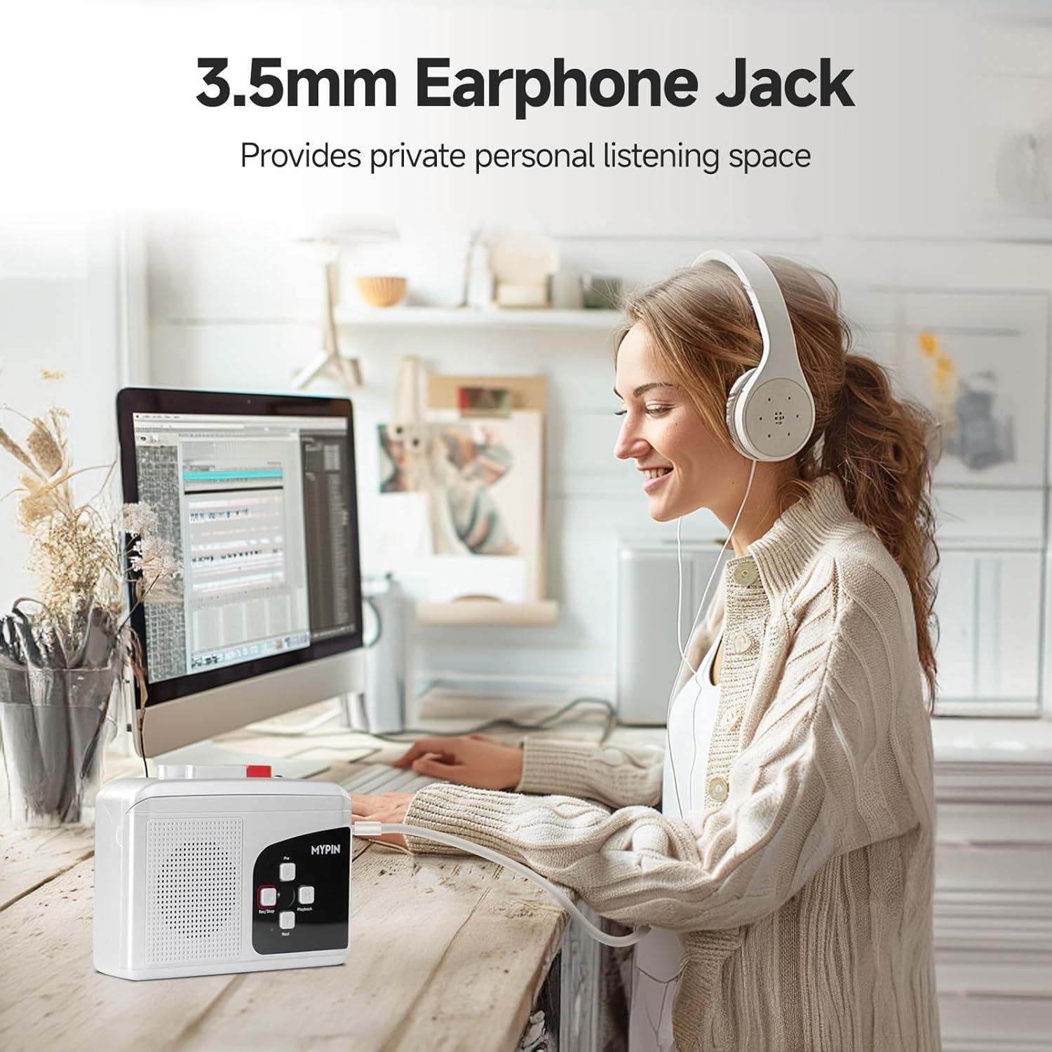 Grabadora de Cinta Estéreo Portátil MYPIN, Convierte a MP3