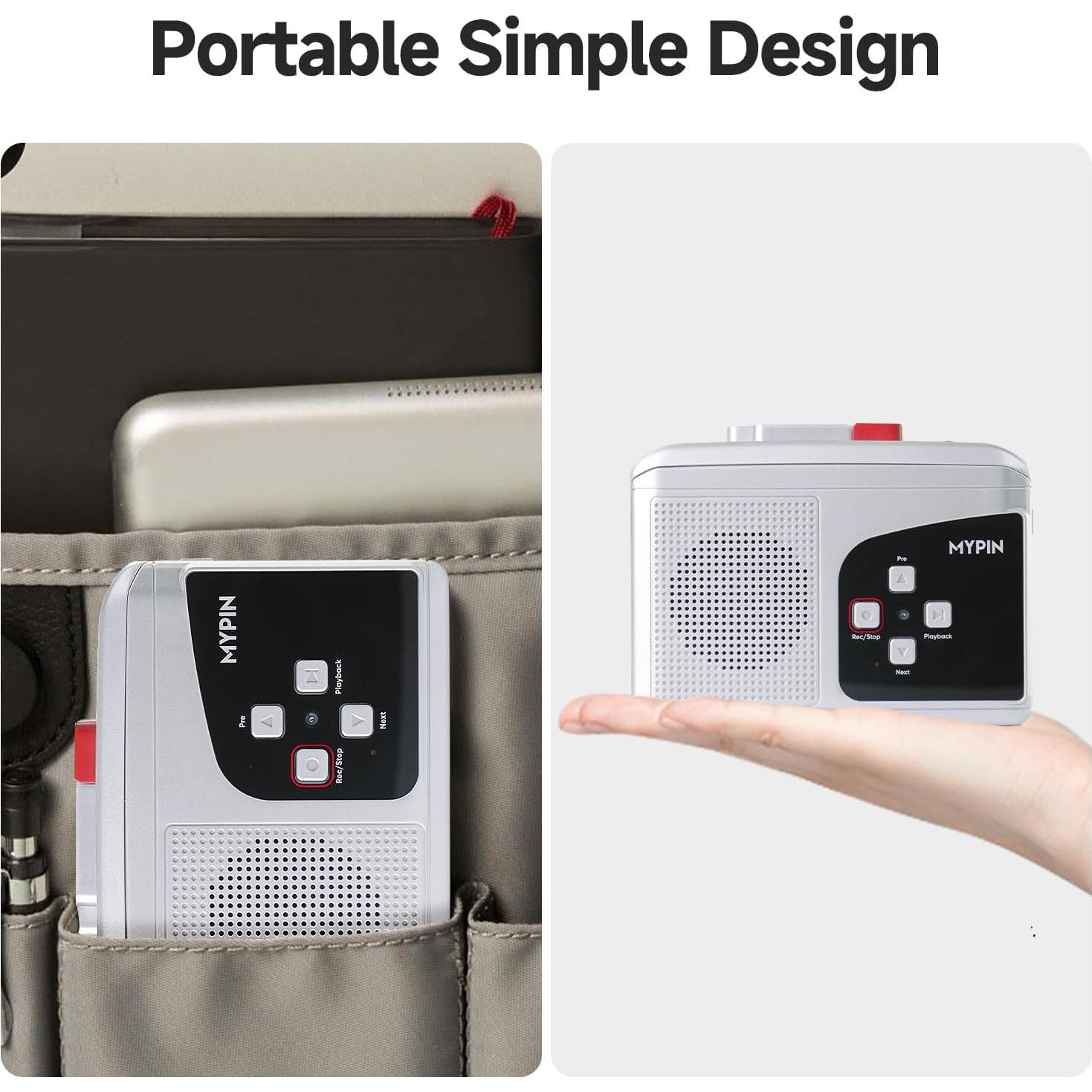 Grabadora de Cinta Estéreo Portátil MYPIN, Convierte a MP3