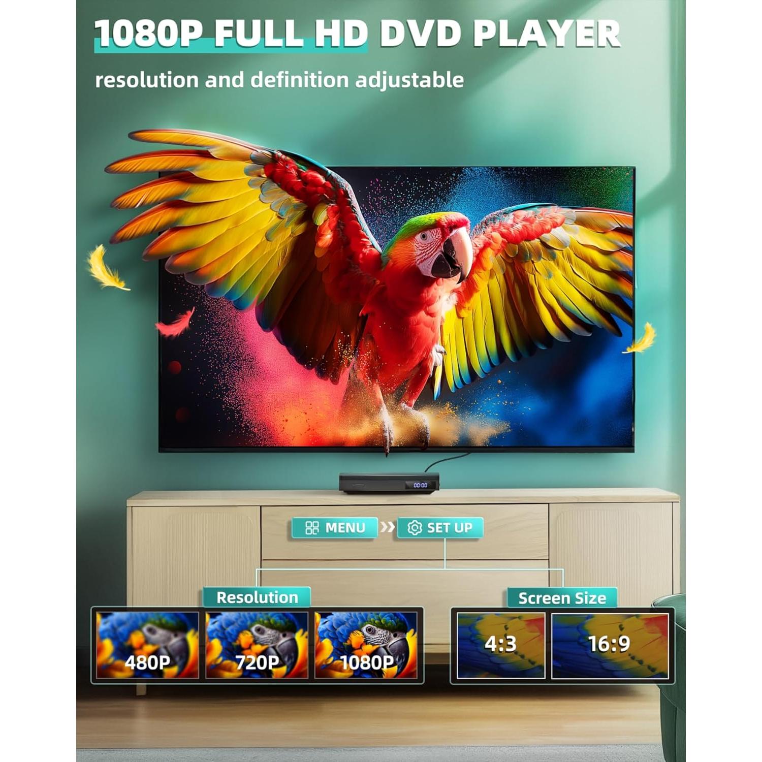 Reproductor de DVD Mini SHIWAKOTO HDMI 1080P USB AV Negro