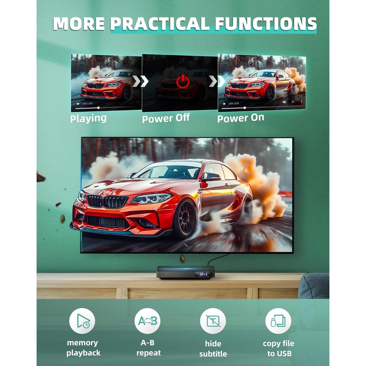 Reproductor de DVD Mini SHIWAKOTO HDMI 1080P USB AV Negro