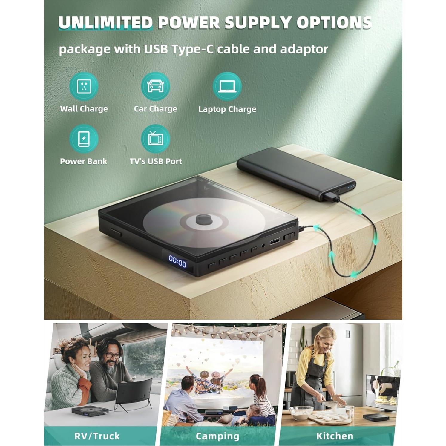 Reproductor de DVD Mini SHIWAKOTO HDMI 1080P USB AV Negro