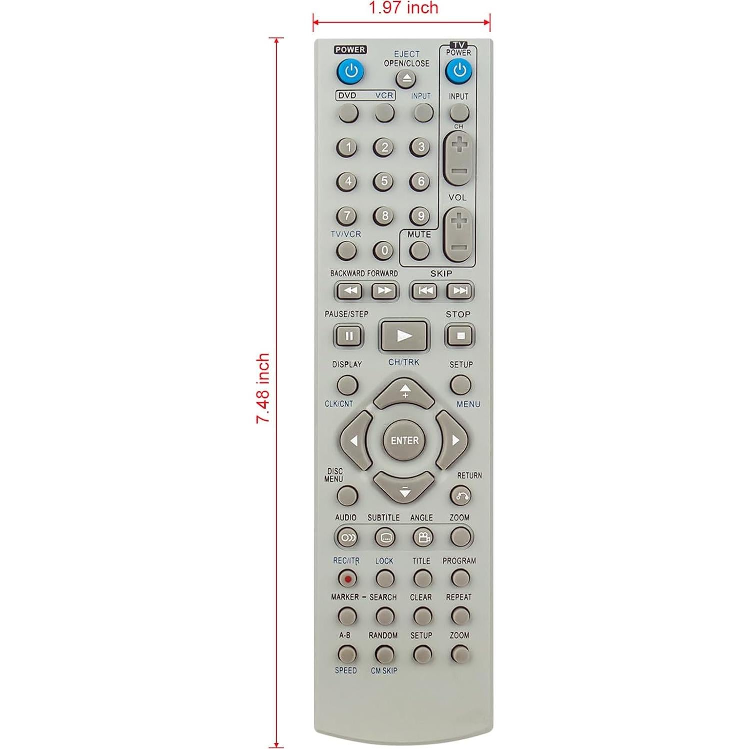 Control Remoto Reemplazo Zenith 6711R1P072D para DVD/VHS
