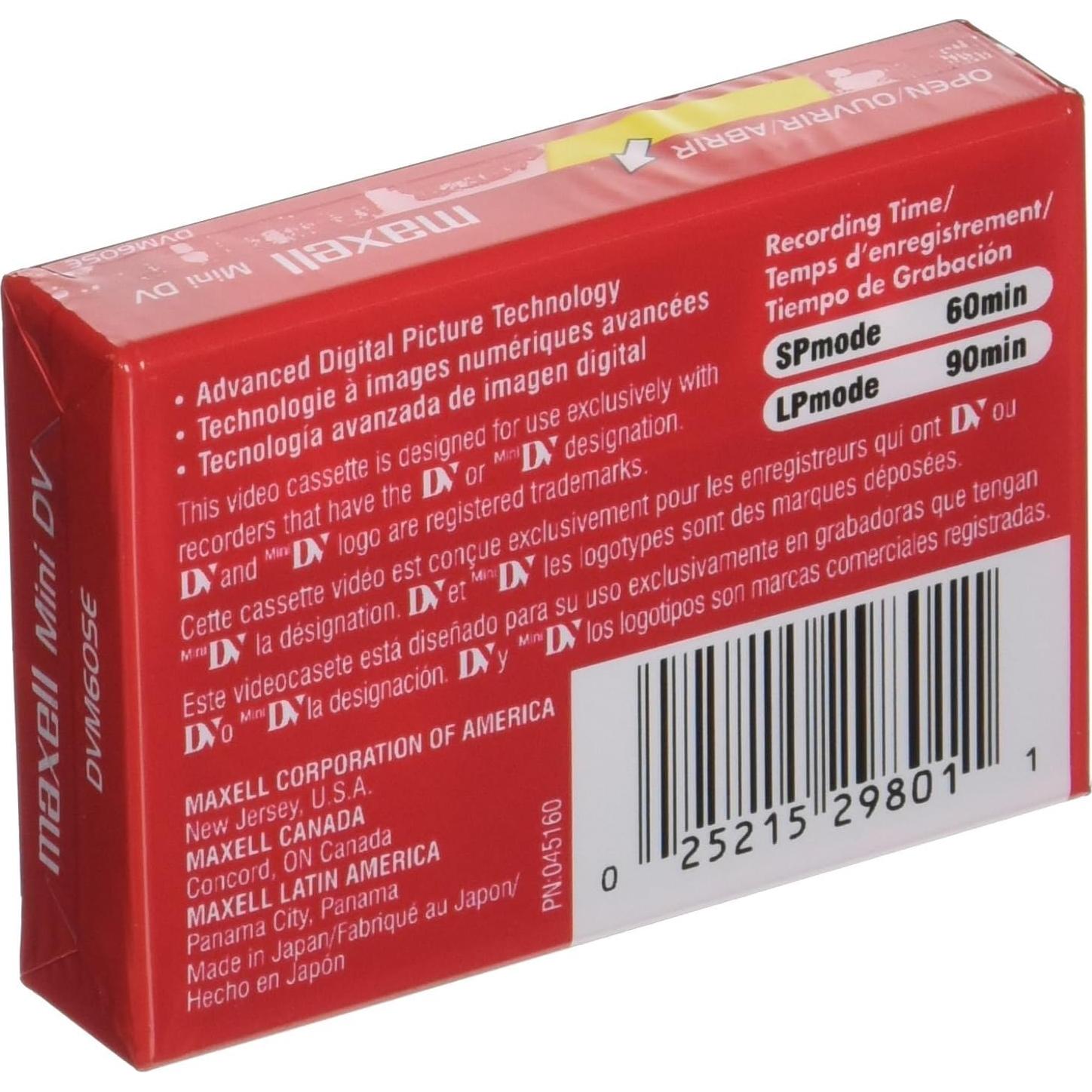 Mini DVD Cassette Maxell 298012 60 Min Grabación Digital