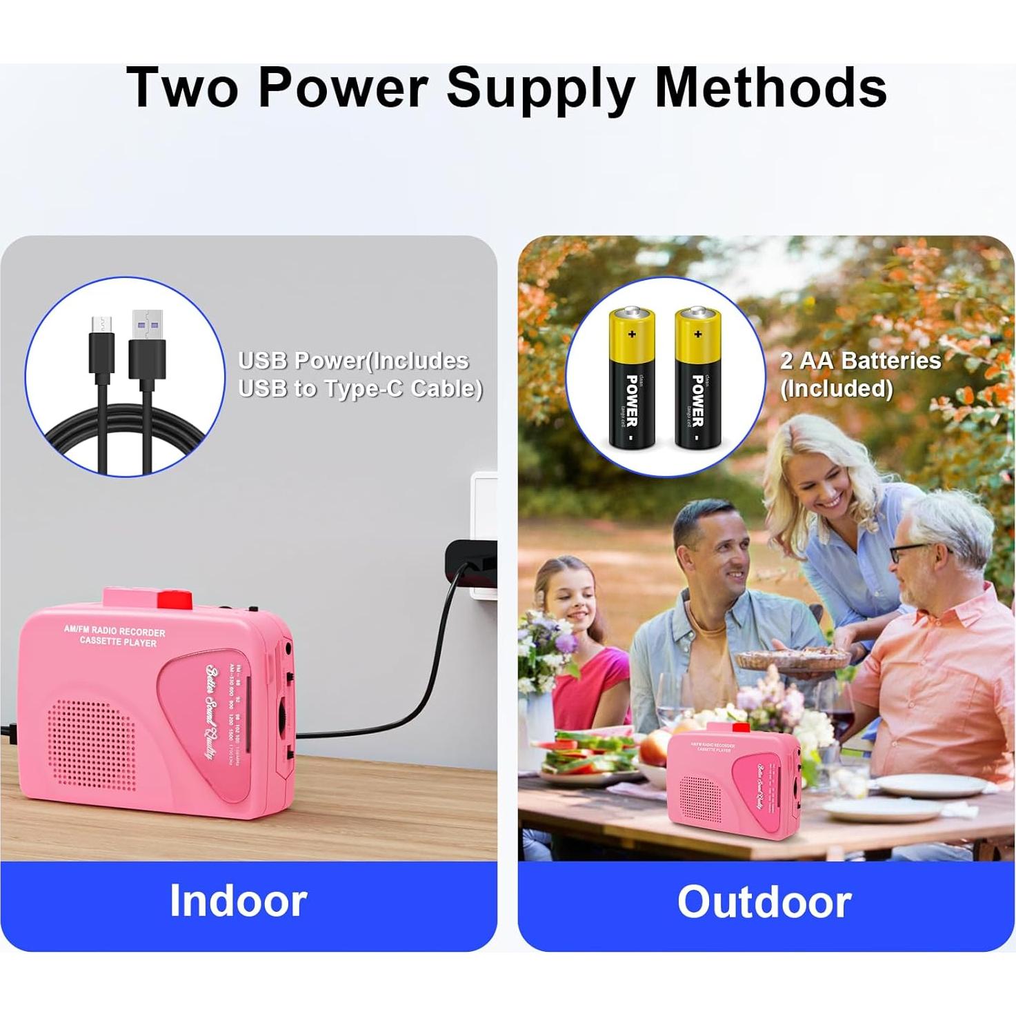 Reproductor de Cassettes Portátil Mersoco T201-2 con Radio AM/FM