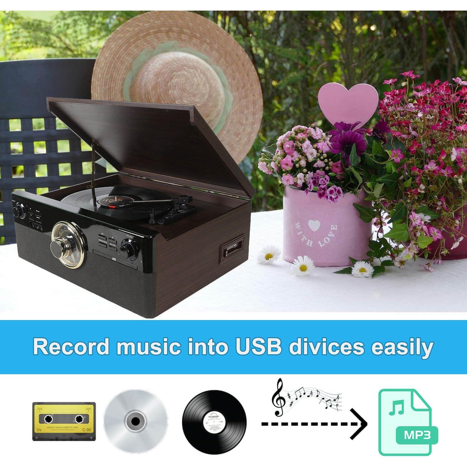 Reproductor de Vinilo Bluetooth DL 10-en-1 con Altavoces 8.06kg