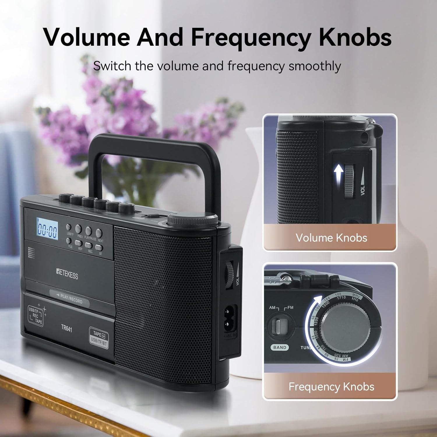 Reproductor de Cinta Retekess TR641 - Radio AM/FM, USB/TF, Inalámbrico