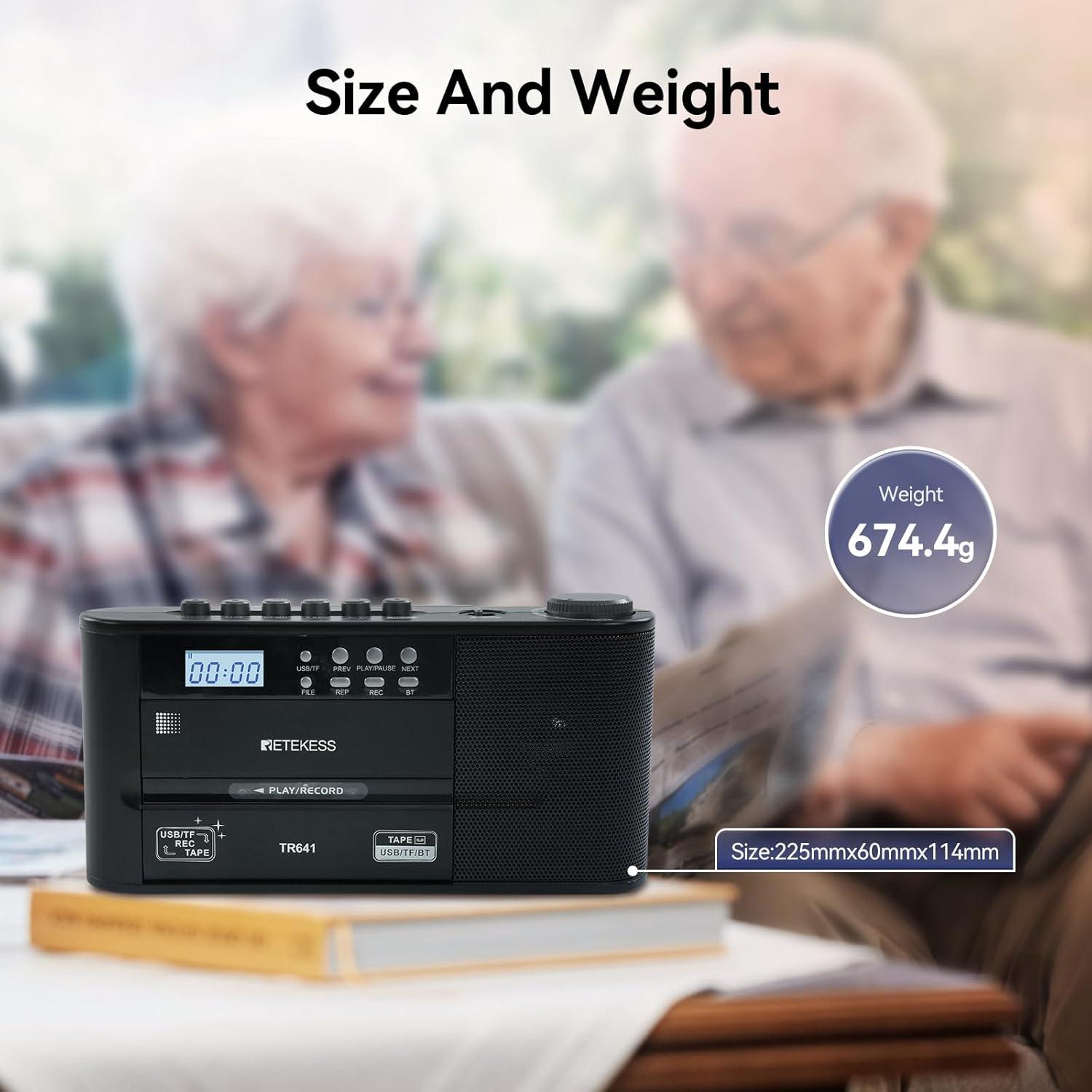 Reproductor de Cinta Retekess TR641 - Radio AM/FM, USB/TF, Inalámbrico